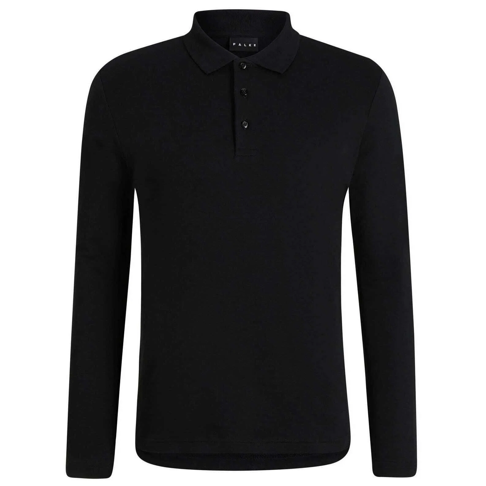Falke Pima Interlock Long Sleeve Polo Shirt - Black