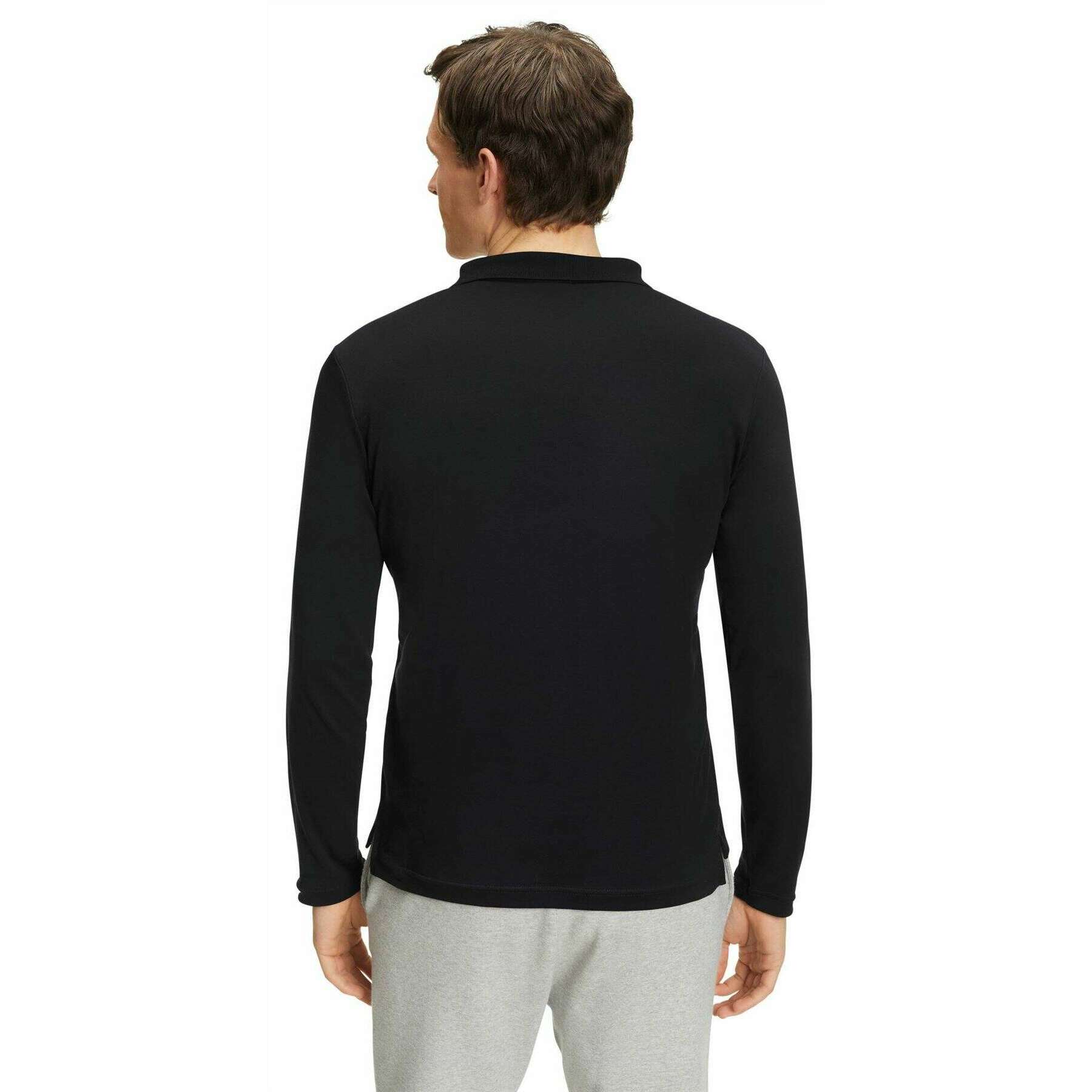 Falke Pima Interlock Long Sleeve Polo Shirt - Black - Image 3