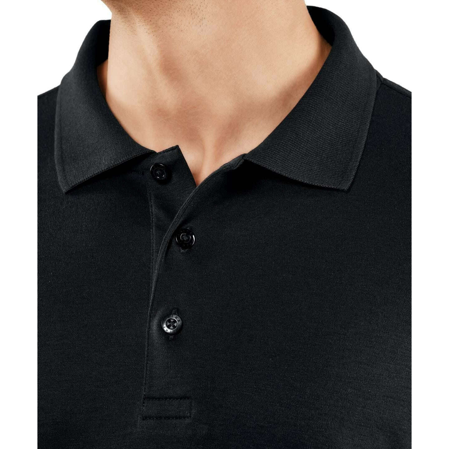 Falke Pima Interlock Long Sleeve Polo Shirt - Black - Image 4