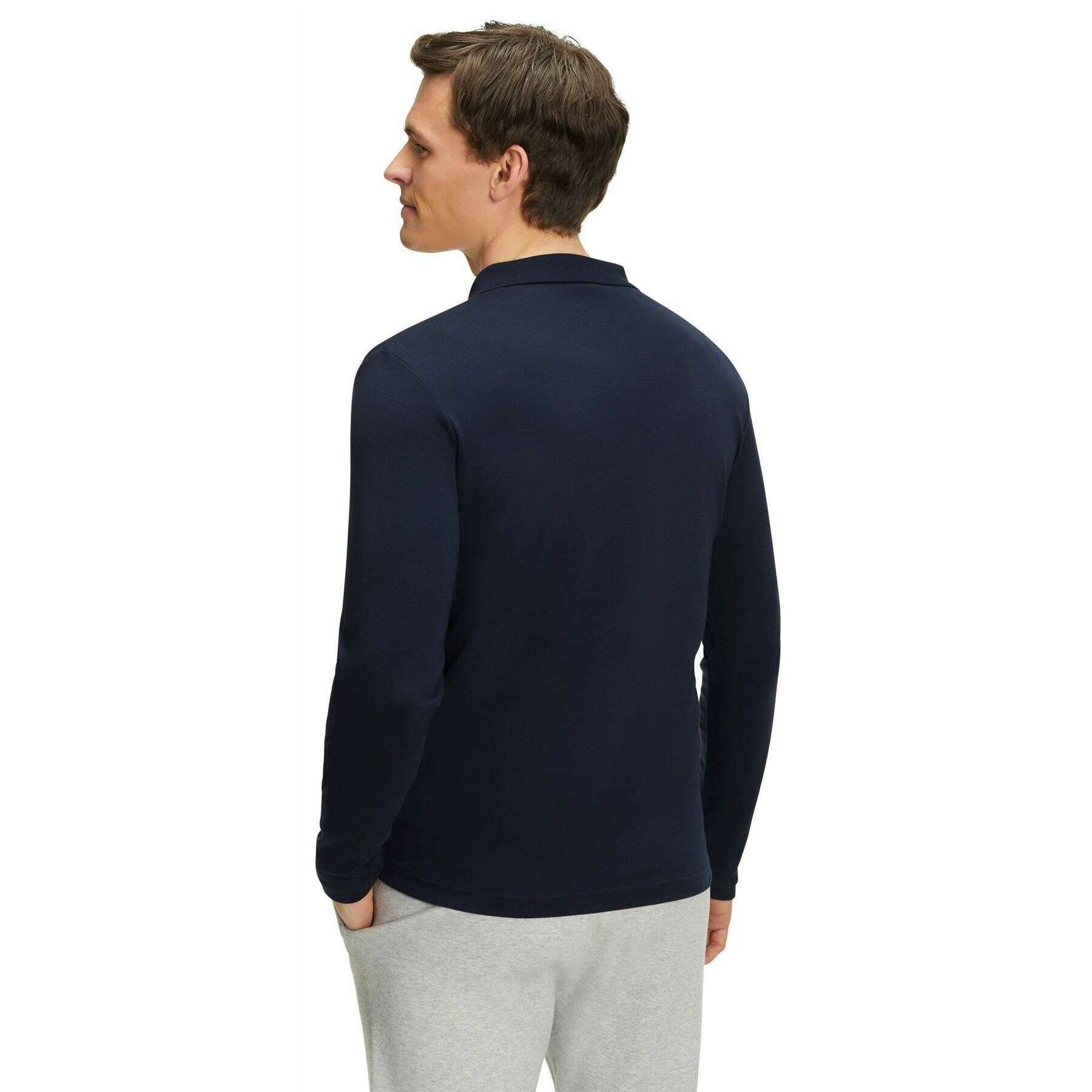 Falke Pima Interlock Long Sleeve Polo Shirt - Space Blue - Image 3