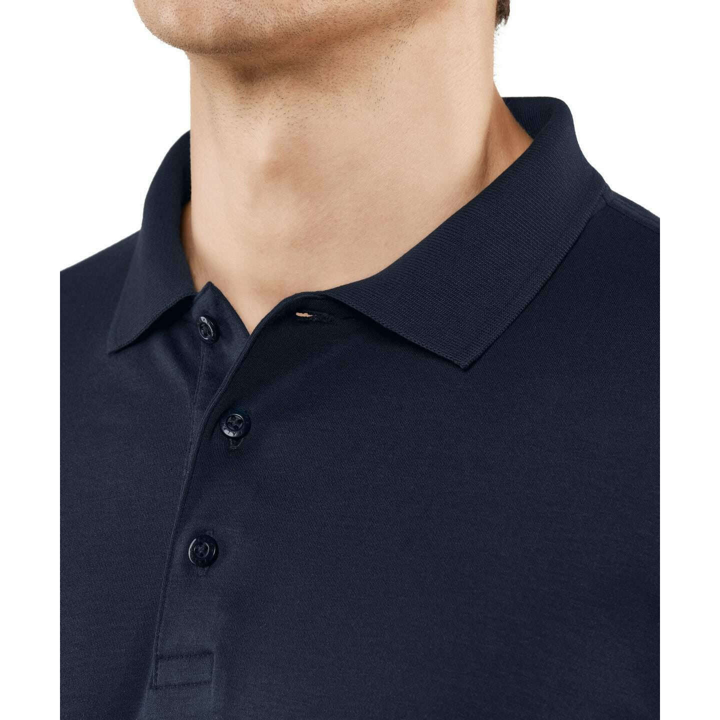 Falke Pima Interlock Long Sleeve Polo Shirt - Space Blue - Image 4