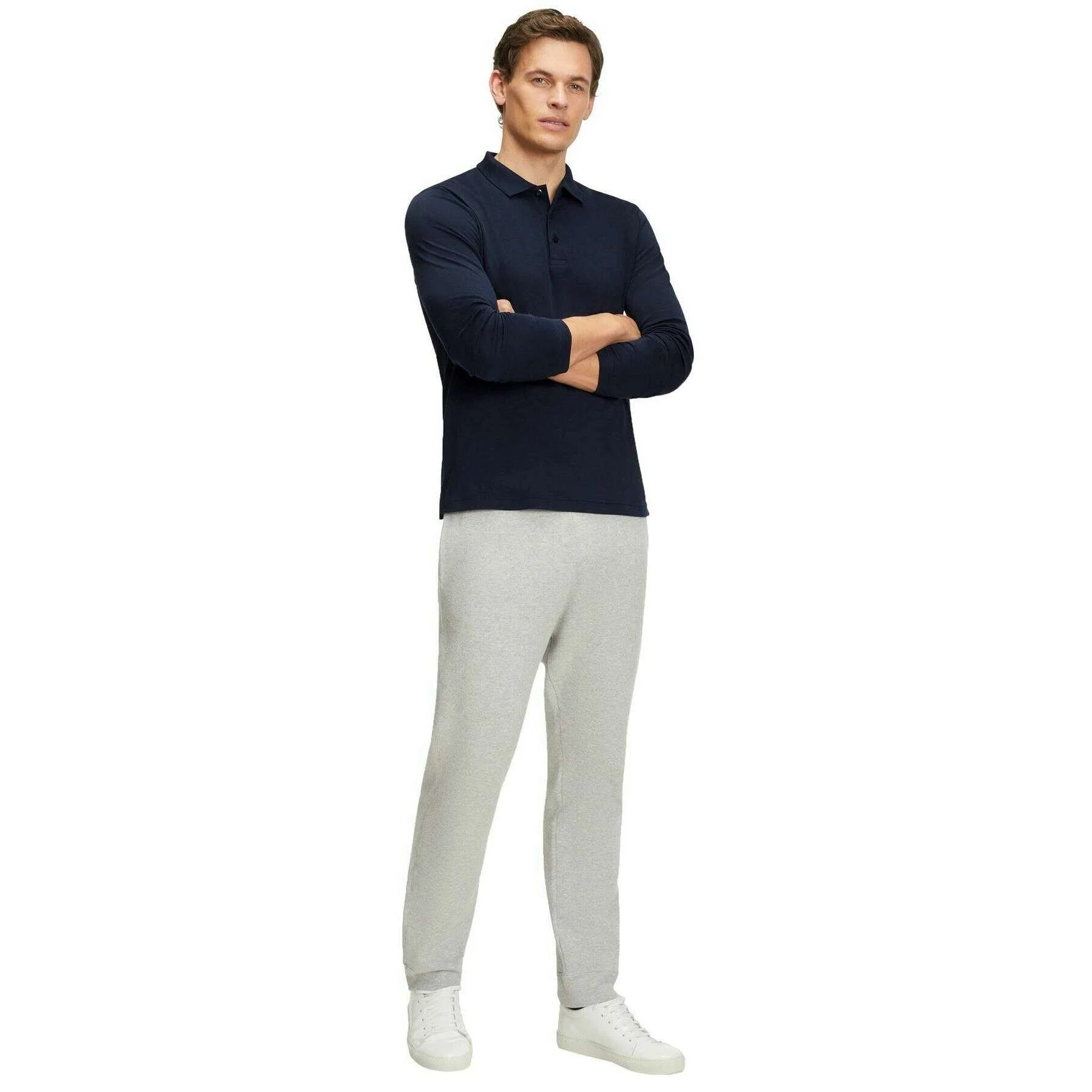 Falke Pima Interlock Long Sleeve Polo Shirt - Space Blue - Image 6