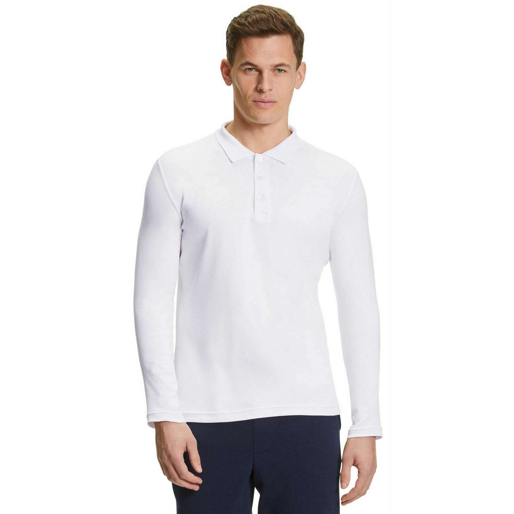 Falke Pima Interlock Long Sleeve Polo Shirt - White - Image 2