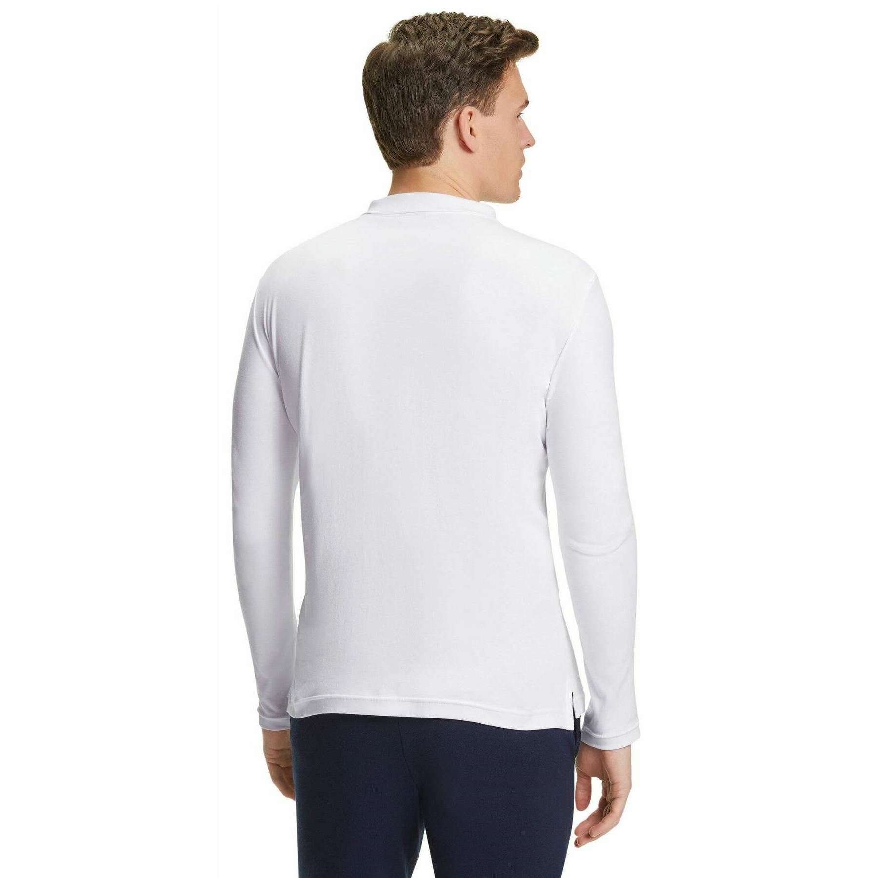Falke Pima Interlock Long Sleeve Polo Shirt - White - Image 3