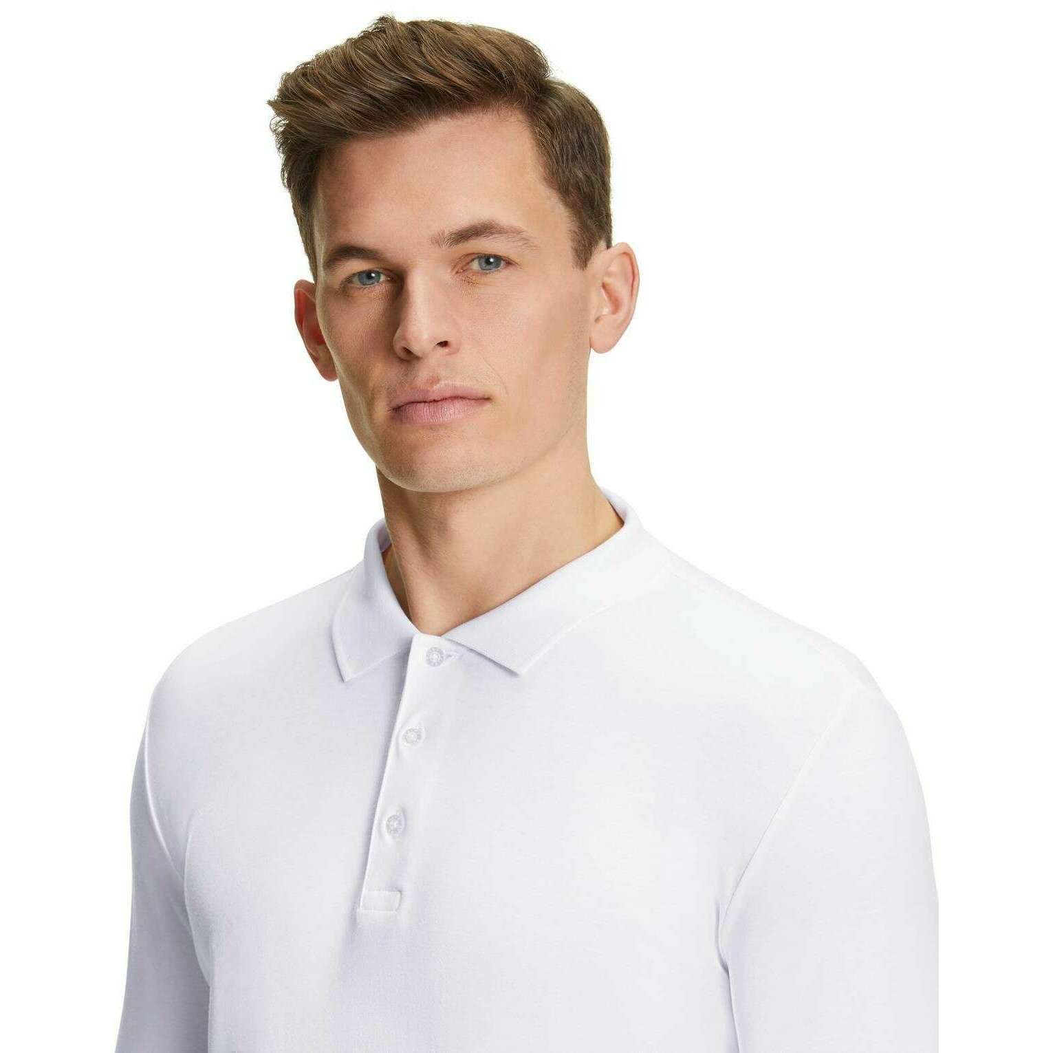Falke Pima Interlock Long Sleeve Polo Shirt - White - Image 4