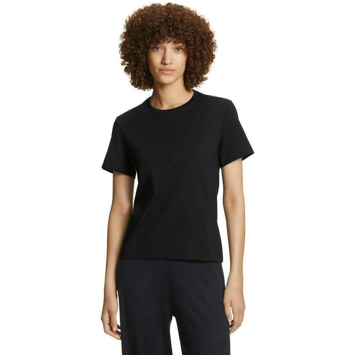 Falke Pima Jersey Boxy Crew Neck T-Shirt - Black - Image 2