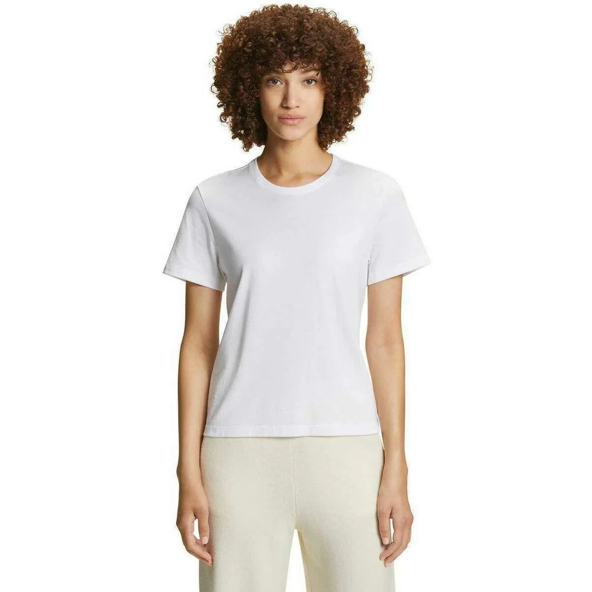 Falke Pima Jersey Boxy Crew Neck T-Shirt - White - Image 2