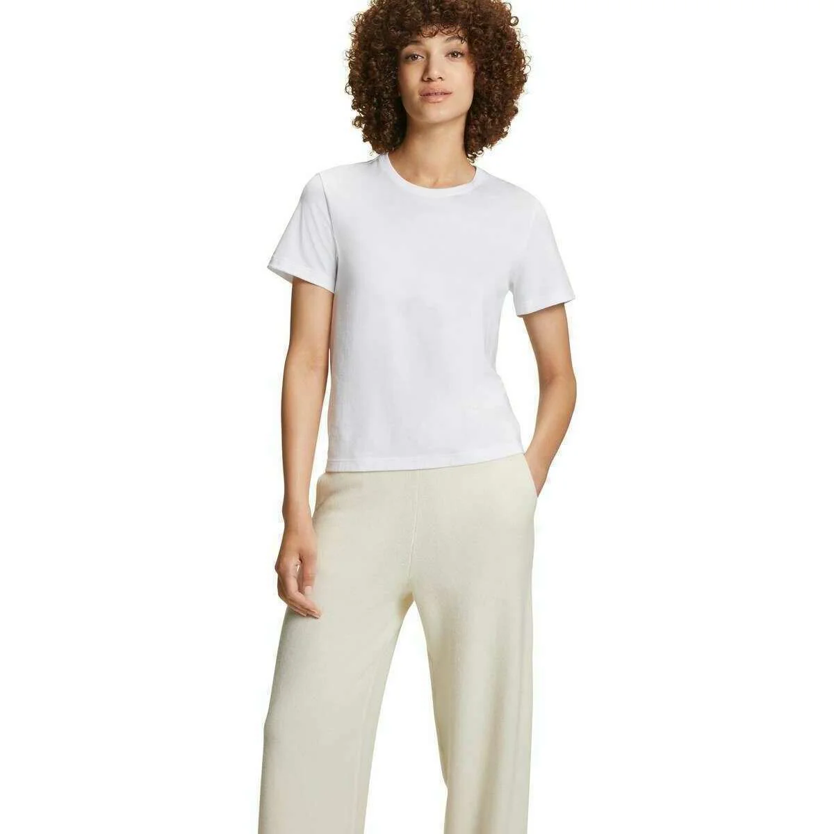 Falke Pima Jersey Boxy Crew Neck T-Shirt - White - Image 6