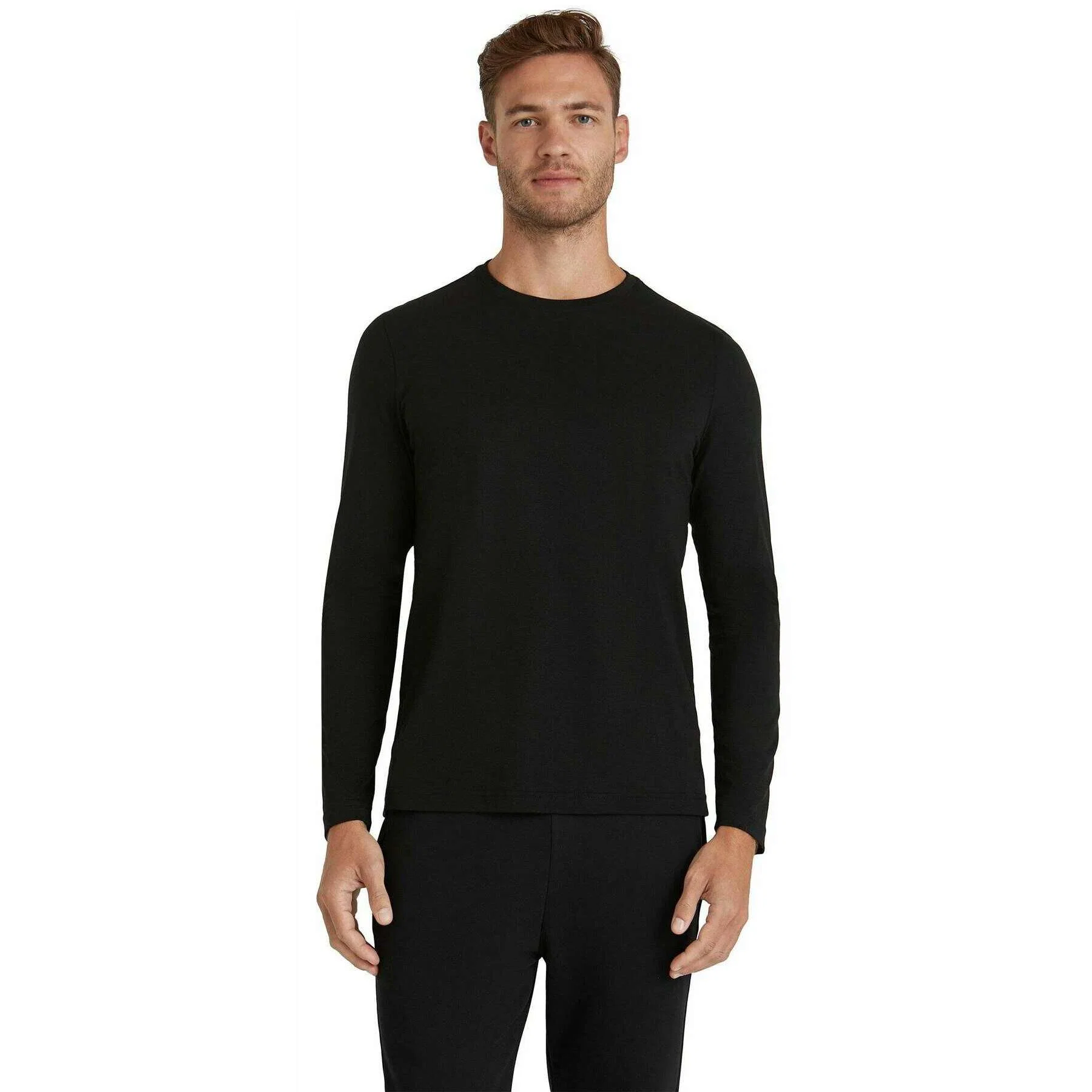 Falke Pima Jersey Crew Neck Long Sleeve T-Shirt - Black - Image 2