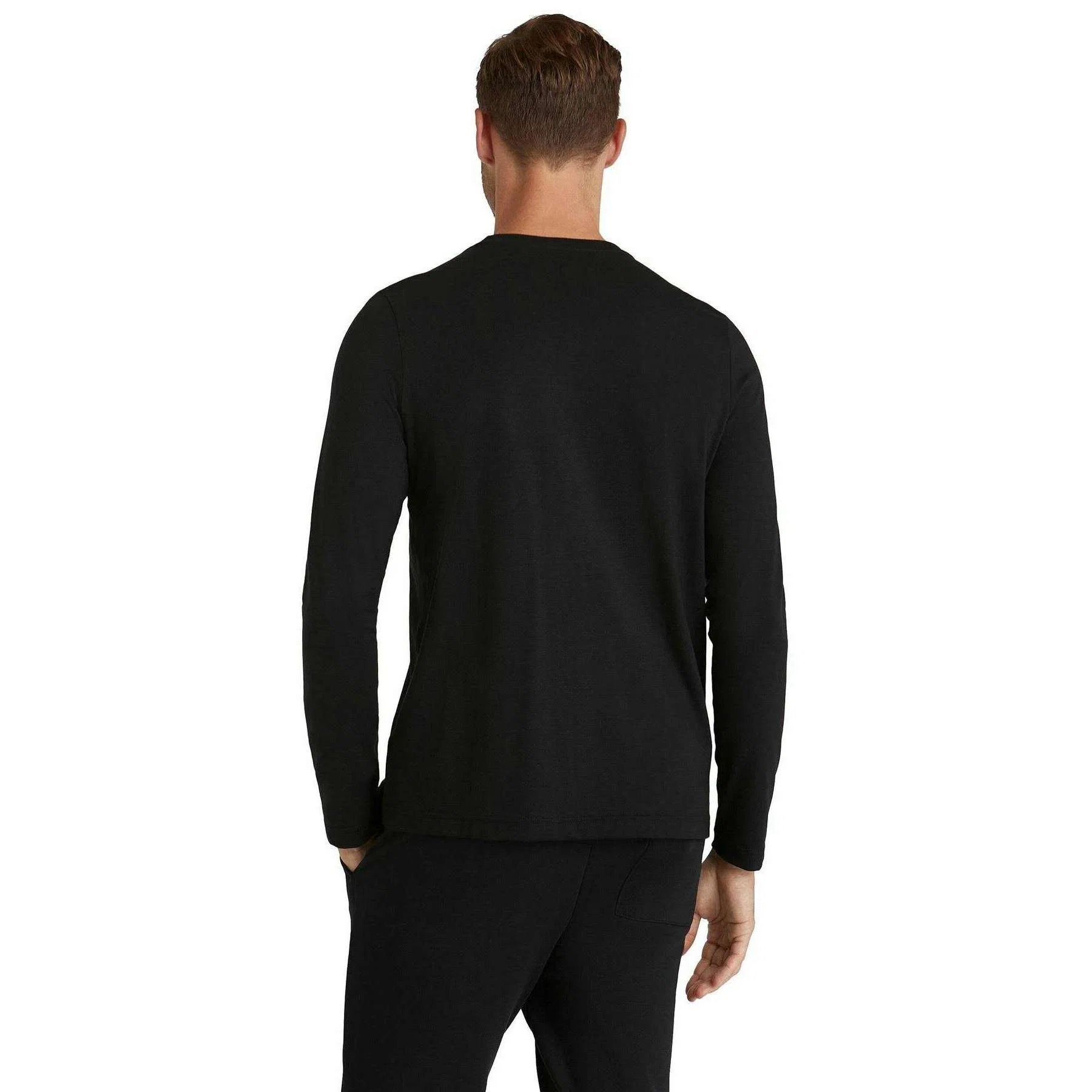 Falke Pima Jersey Crew Neck Long Sleeve T-Shirt - Black - Image 3