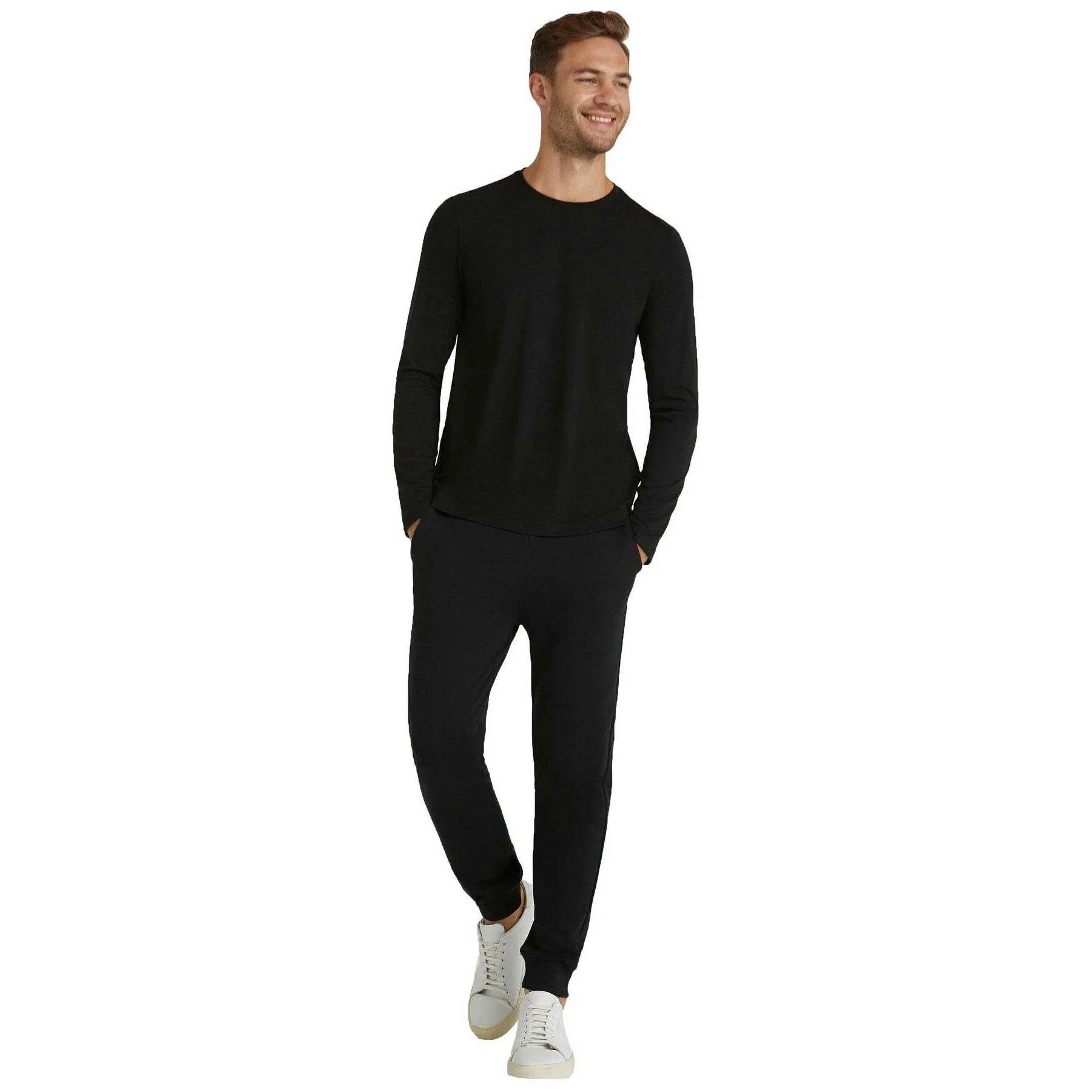 Falke Pima Jersey Crew Neck Long Sleeve T-Shirt - Black - Image 6