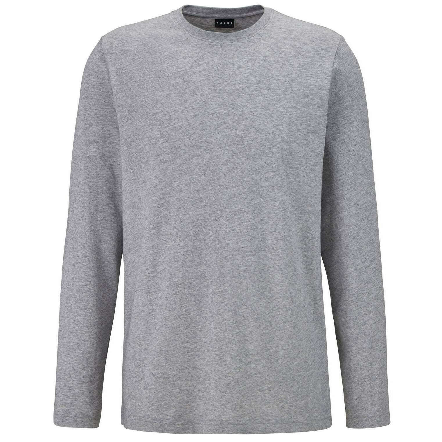 Falke Pima Jersey Crew Neck Long Sleeve T-Shirt - Light Grey