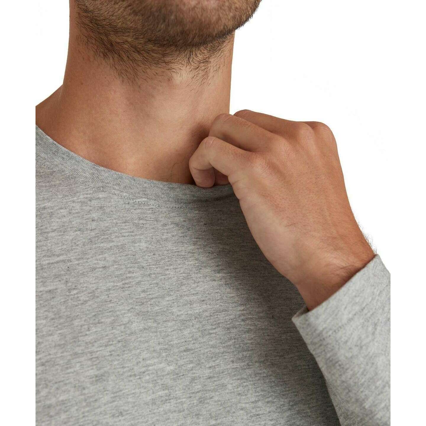 Falke Pima Jersey Crew Neck Long Sleeve T-Shirt - Light Grey - Image 4