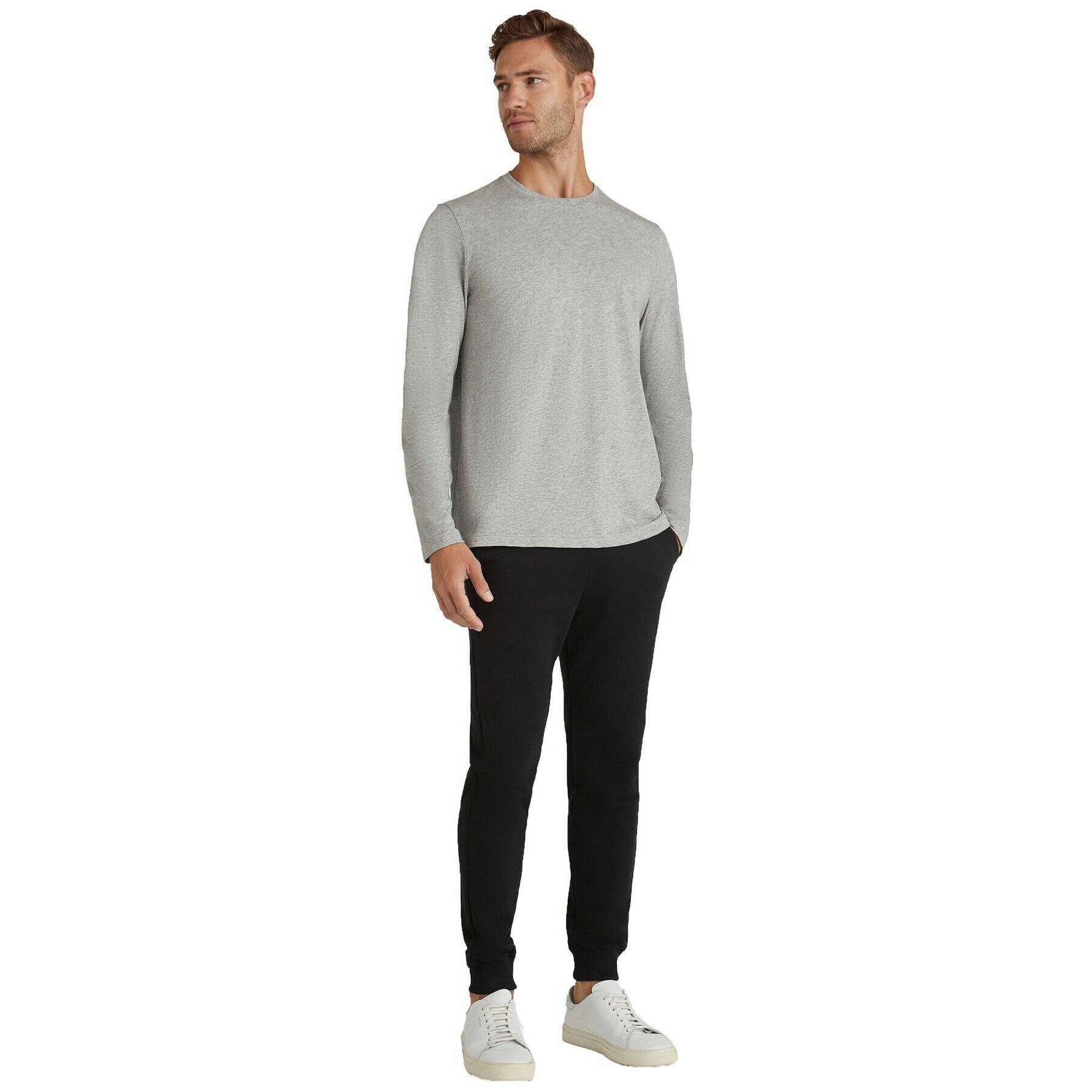 Falke Pima Jersey Crew Neck Long Sleeve T-Shirt - Light Grey - Image 6