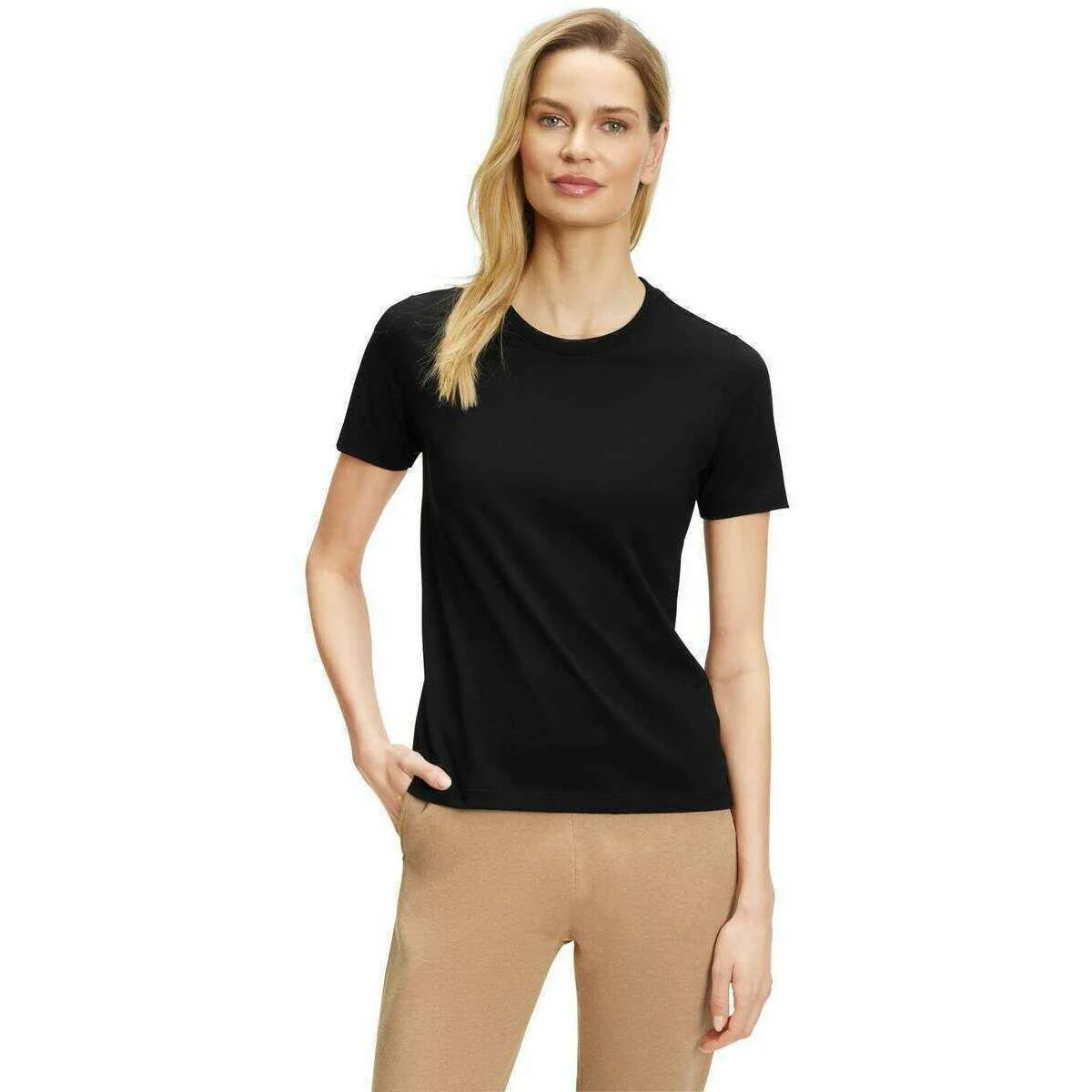 Falke Pima Jersey Crew Neck T-Shirt - Black - Image 2
