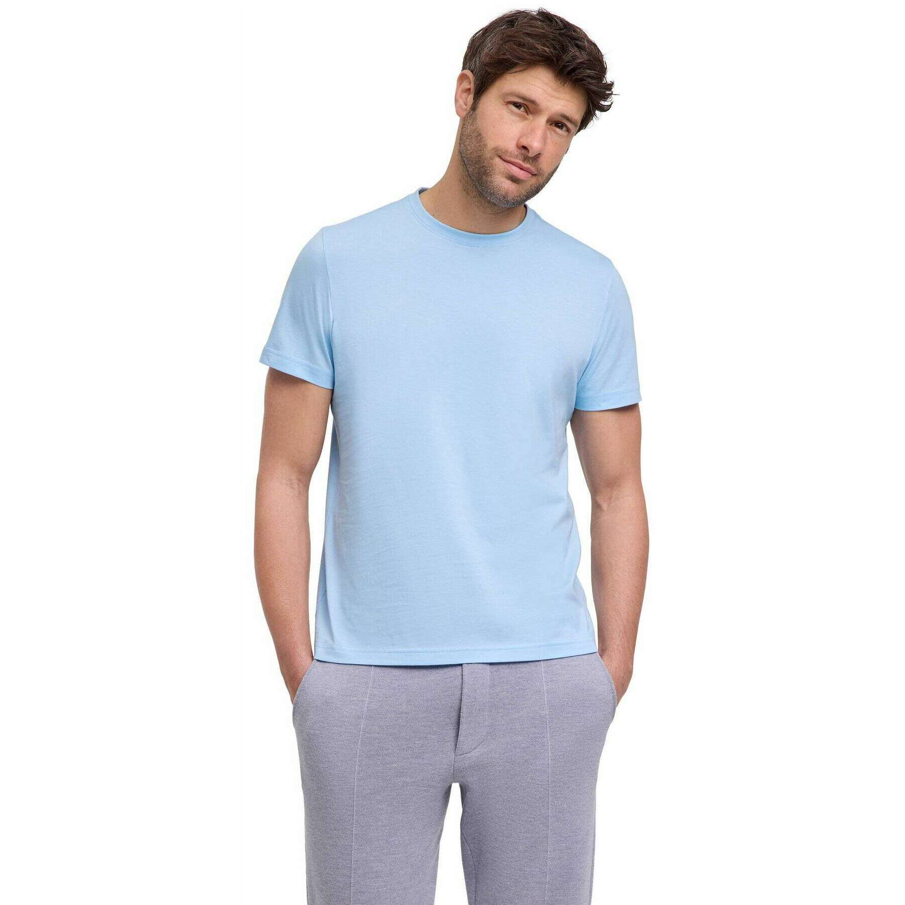 Falke Pima Jersey Crew Neck T-Shirt - Pastel Blue - Image 2