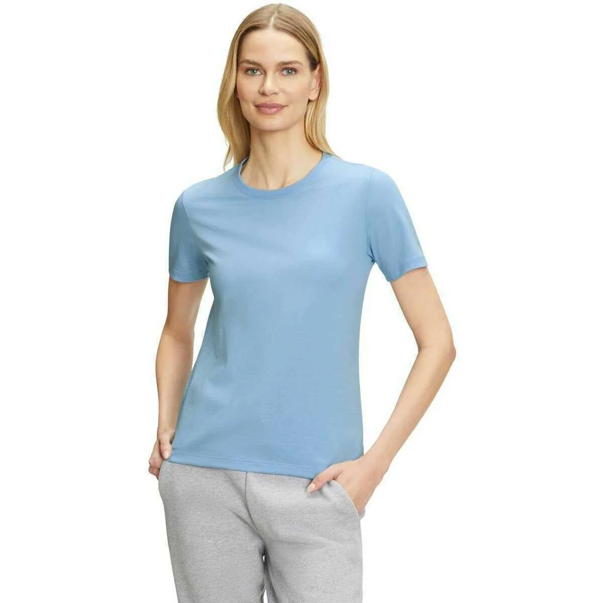 Falke Pima Jersey Crew Neck T-Shirt - Sky Blue - Image 2