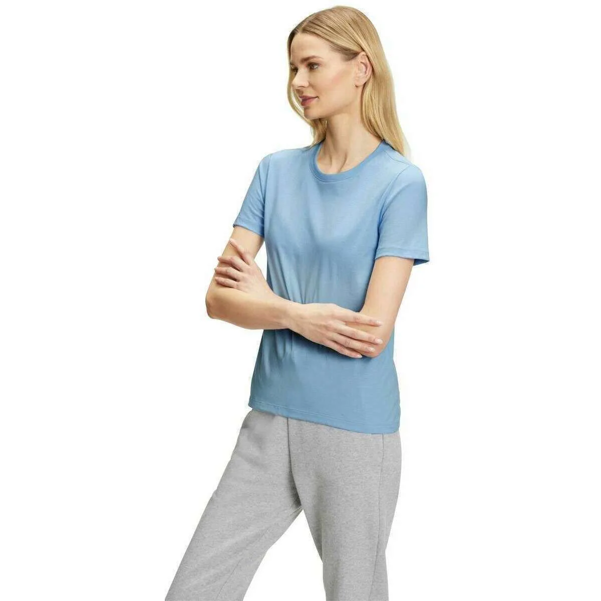 Falke Pima Jersey Crew Neck T-Shirt - Sky Blue - Image 6