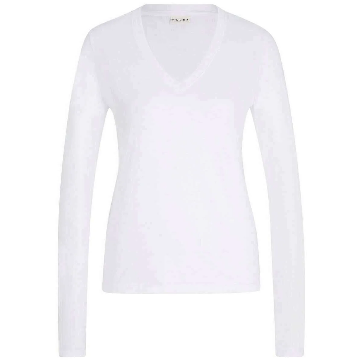 Falke Pima Jersey V-Neck Long Sleeve Shirt - White