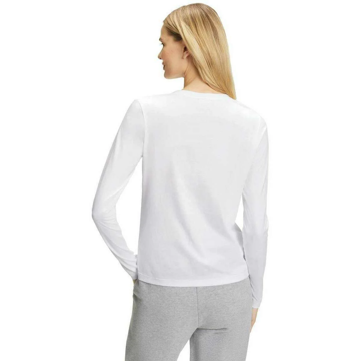 Falke Pima Jersey V-Neck Long Sleeve Shirt - White - Image 3