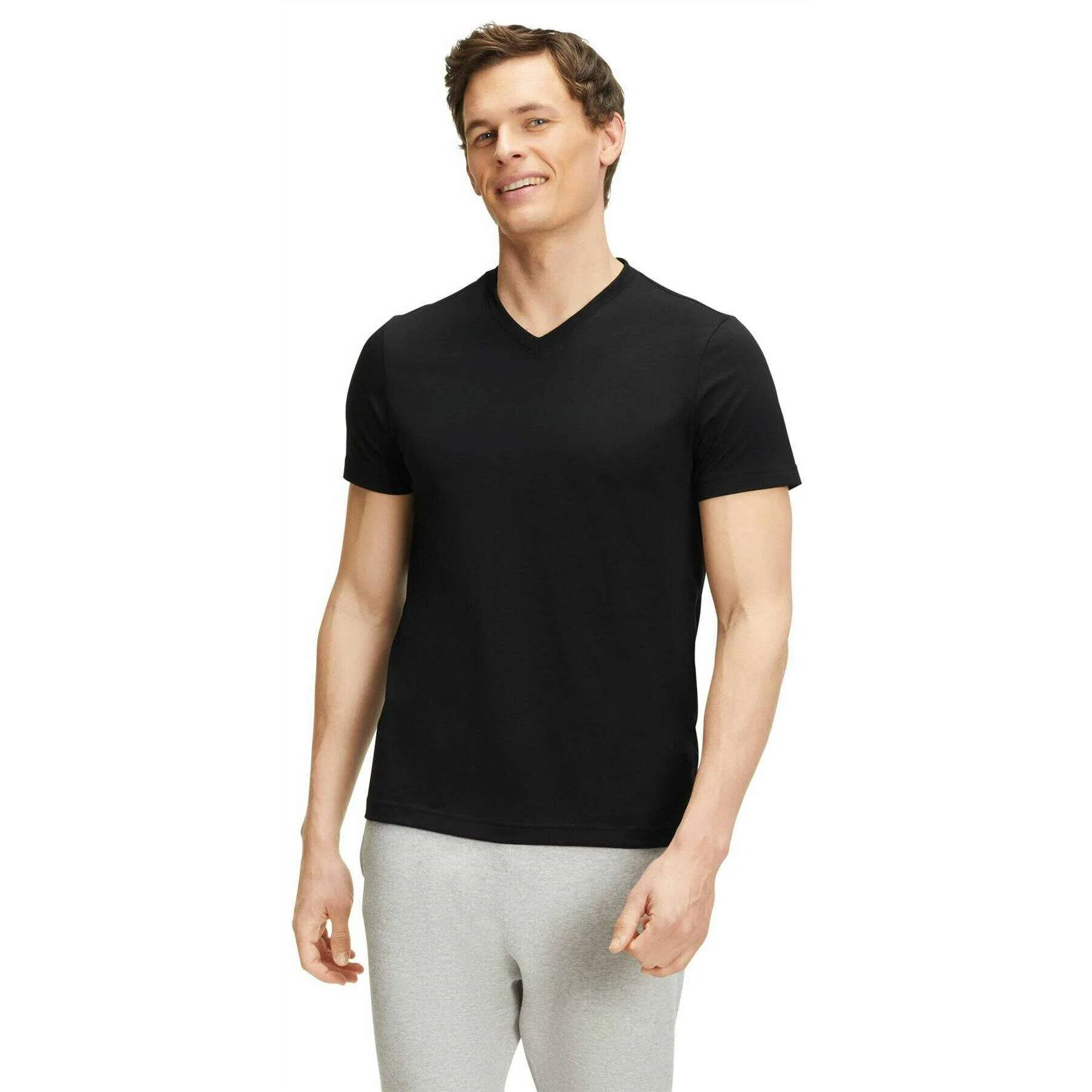 Falke Pima Jersey V-Neck T-Shirt - Black - Image 2