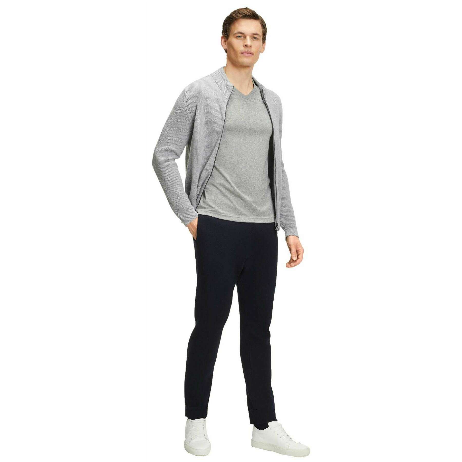 Falke Pima Jersey V-Neck T-Shirt - Light Grey - Image 6