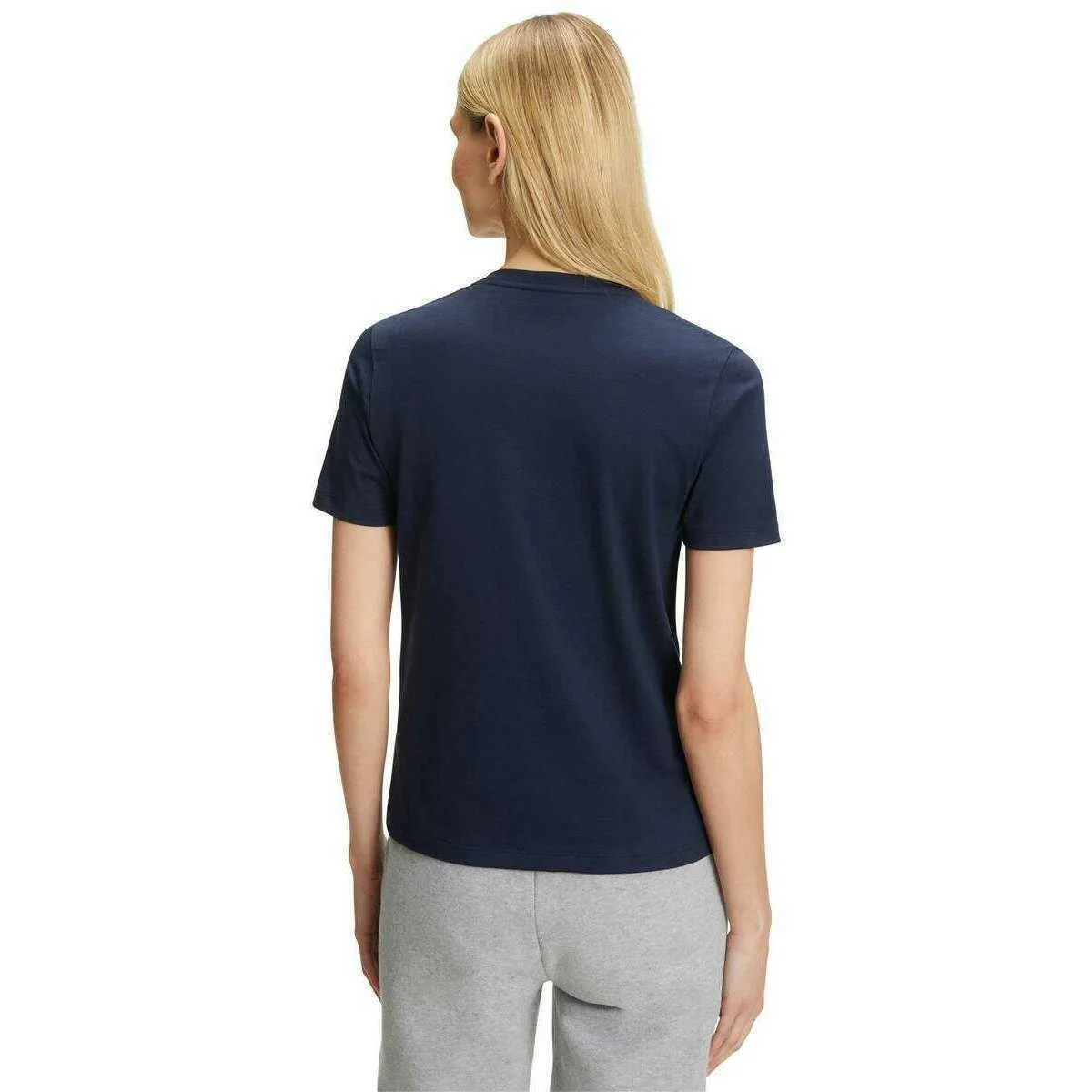 Falke Pima Jersey V-Neck T-Shirt - Space Blue - Image 3