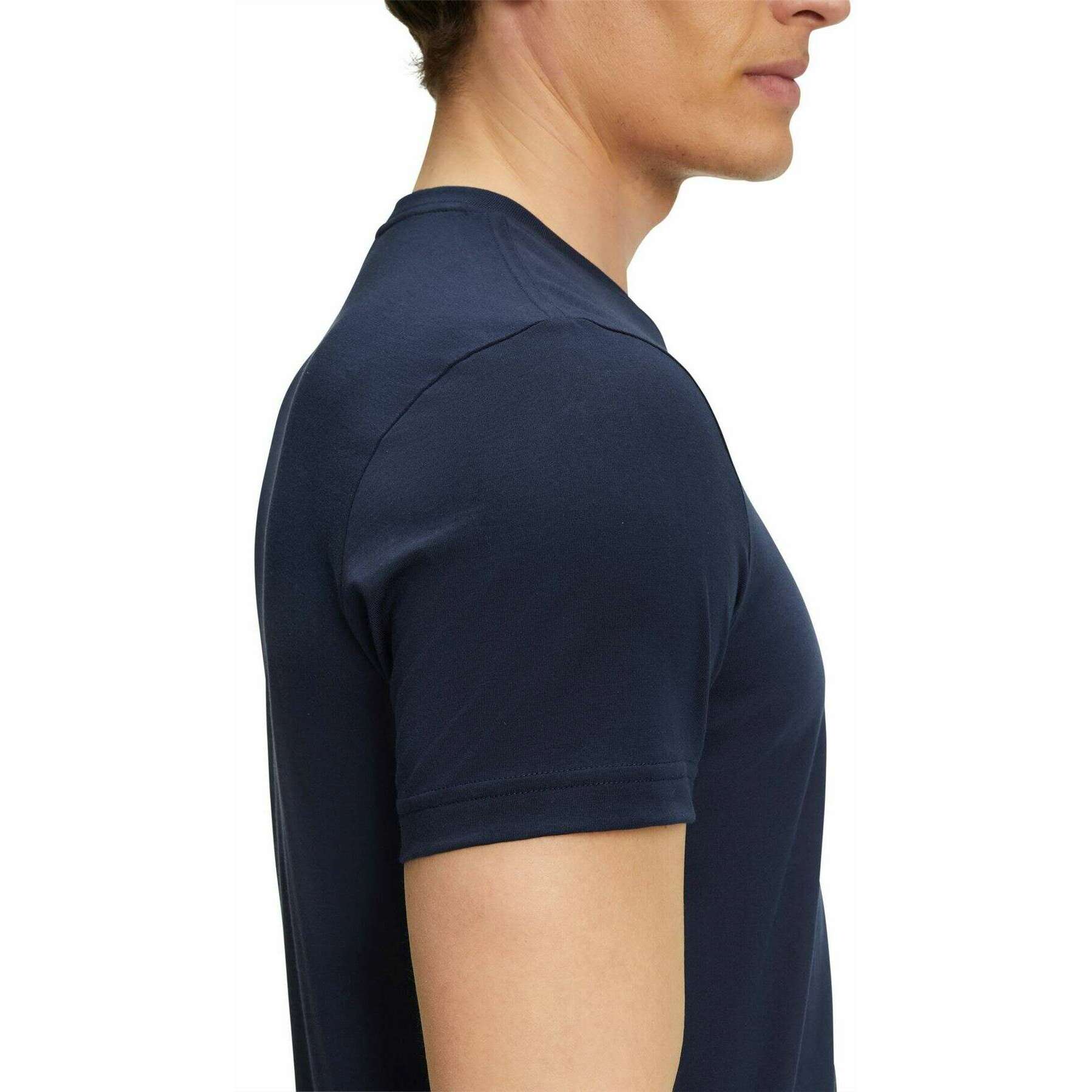 Falke Pima Jersey V-Neck T-Shirt - Space Blue - Image 5