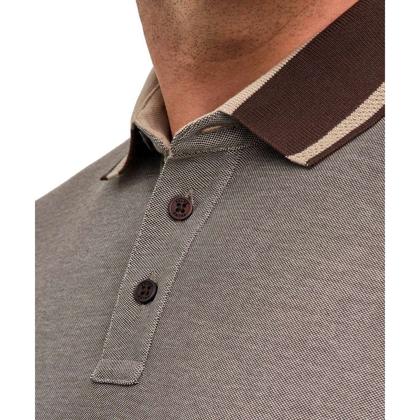 Falke Pima Piqu  Detail Long Sleeve Polo Shirt - Grey - Image 4