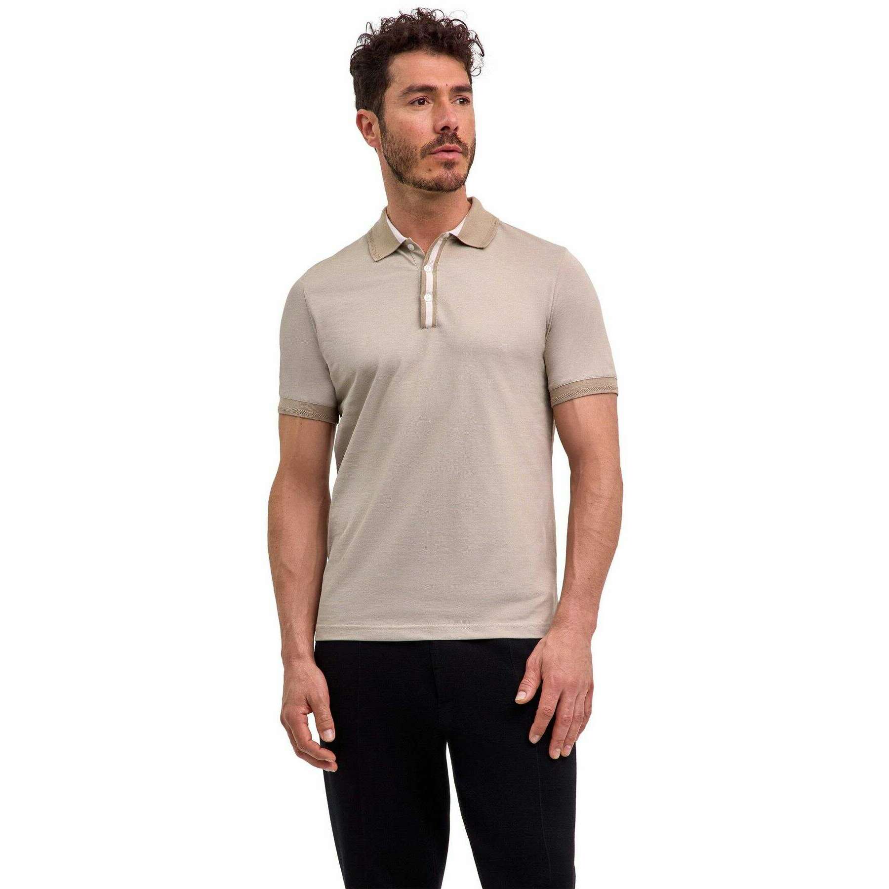 Falke Pima Piqu  Detail Polo Shirt - Beige - Image 2