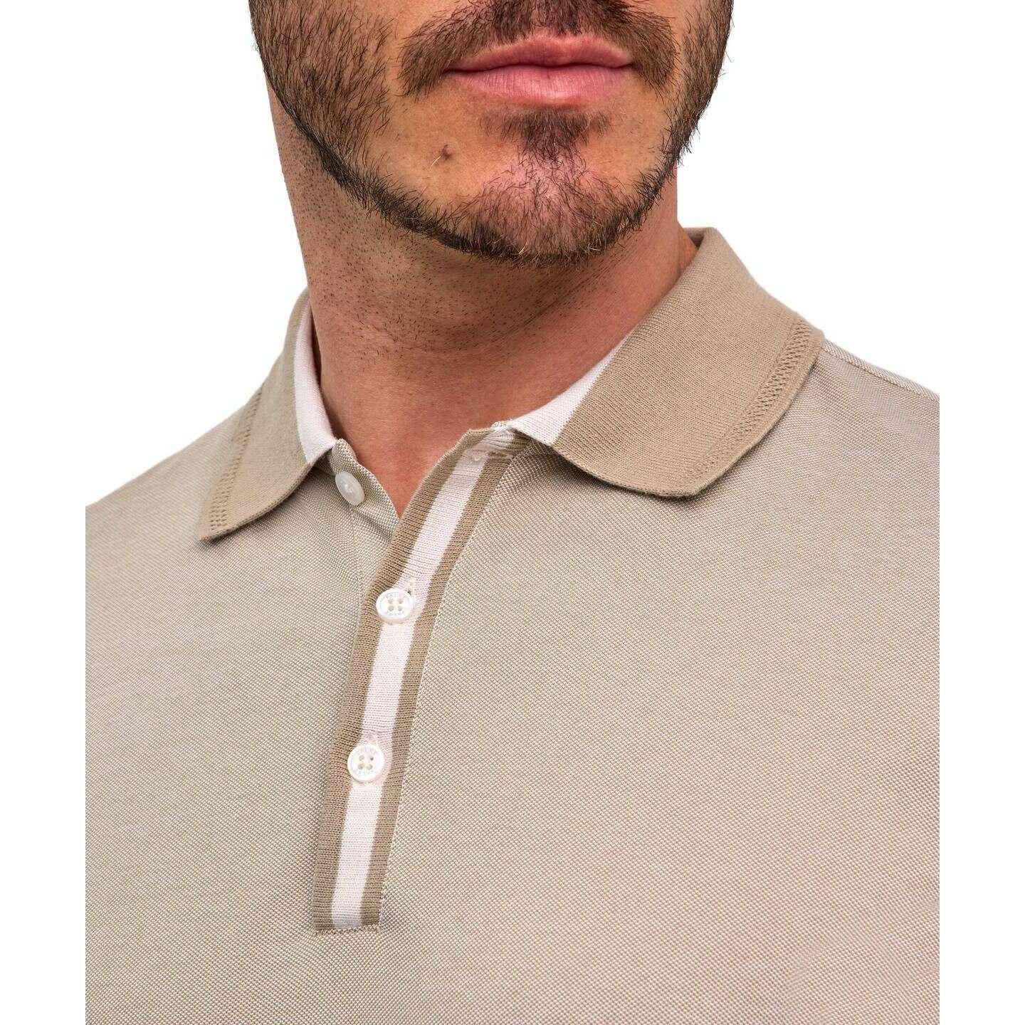 Falke Pima Piqu  Detail Polo Shirt - Beige - Image 4