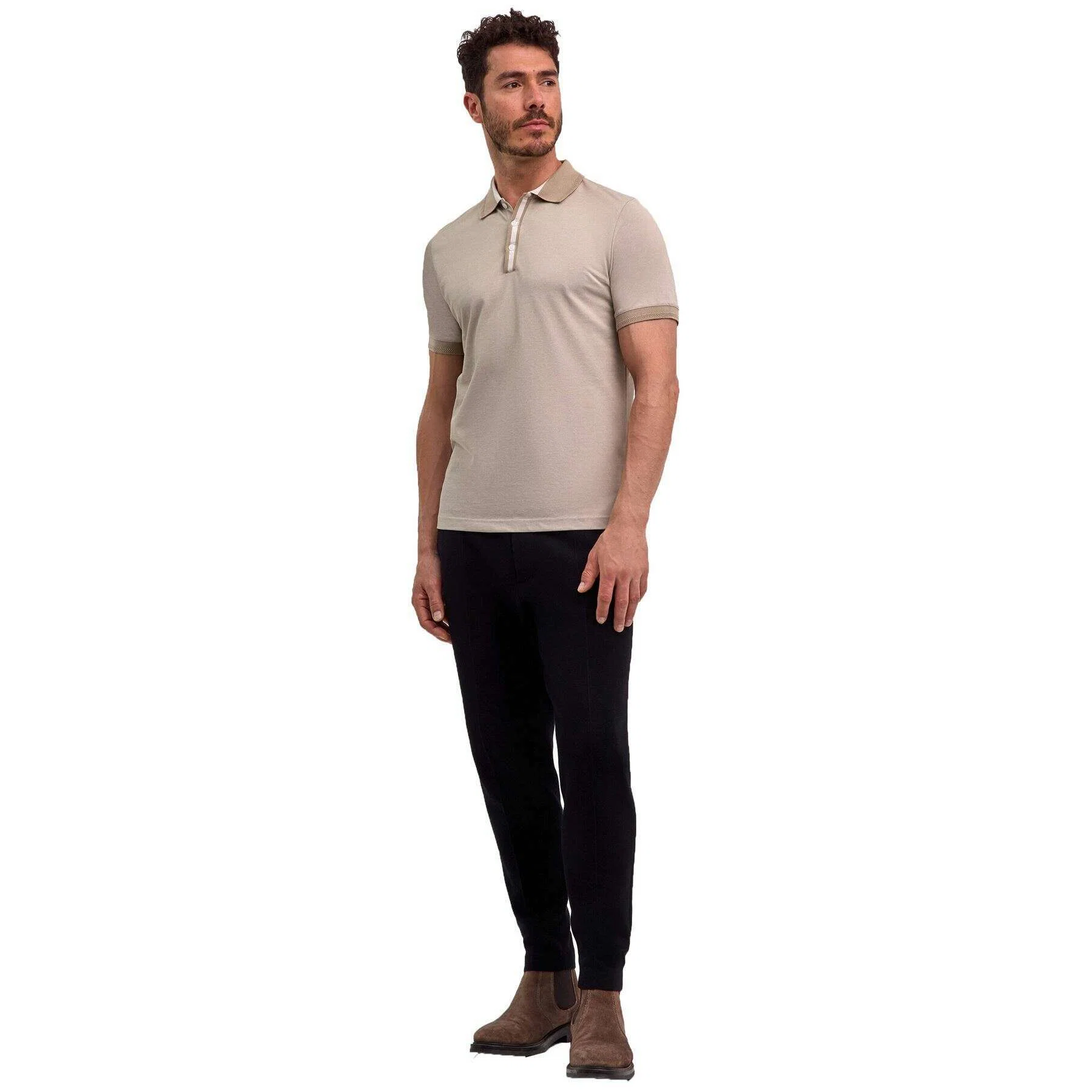 Falke Pima Piqu  Detail Polo Shirt - Beige - Image 6