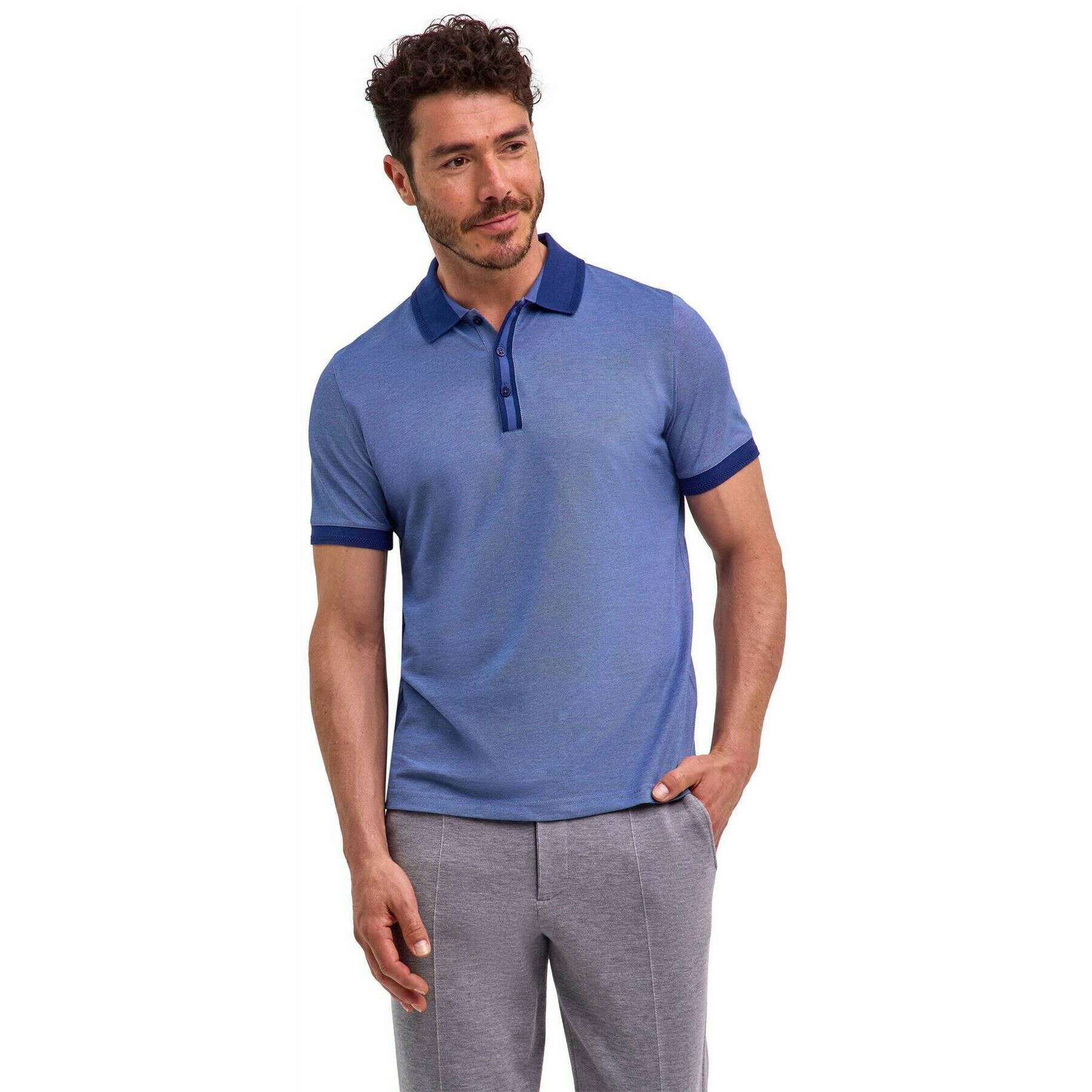 Falke Pima Piqu  Detail Polo Shirt - Blue - Image 2