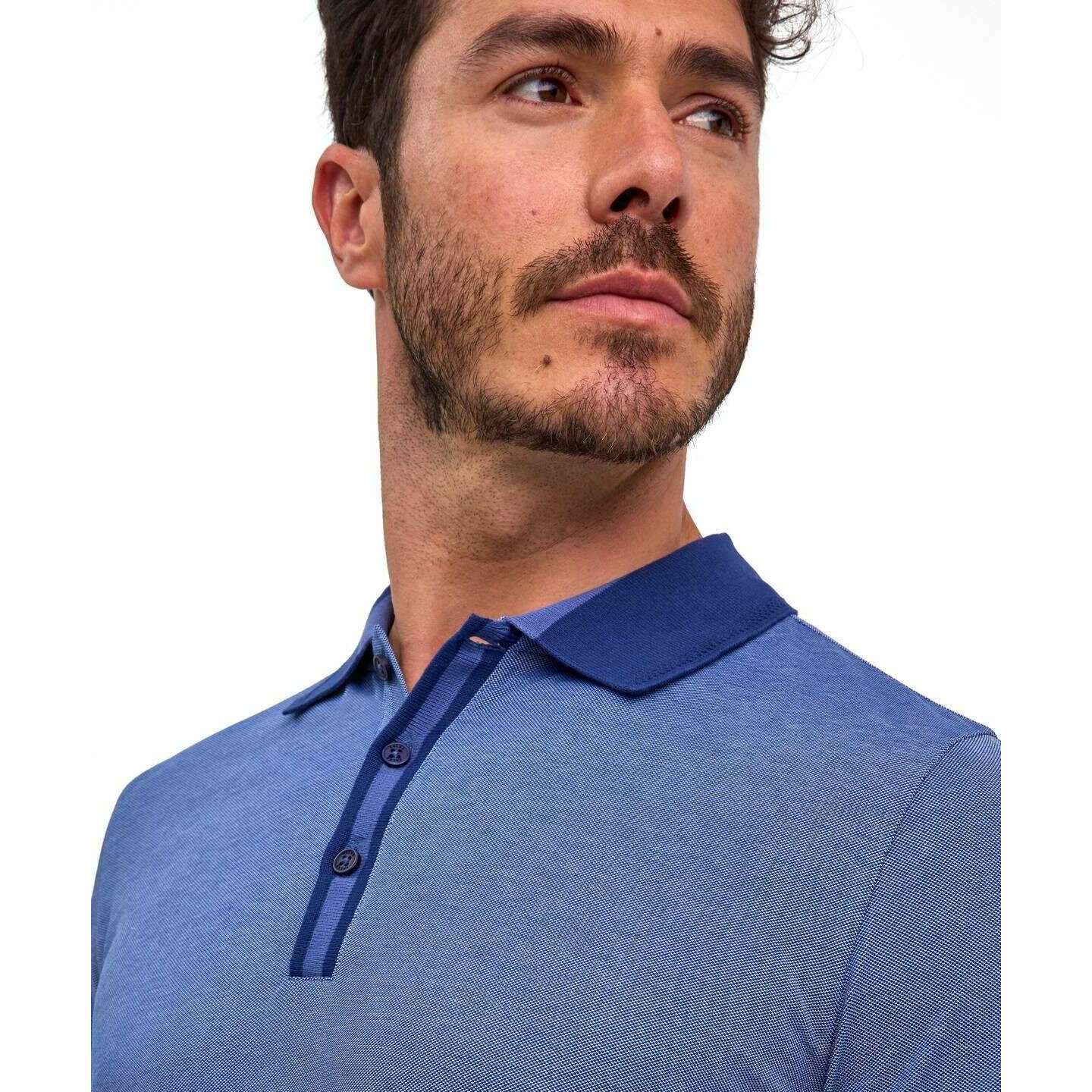 Falke Pima Piqu  Detail Polo Shirt - Blue - Image 4