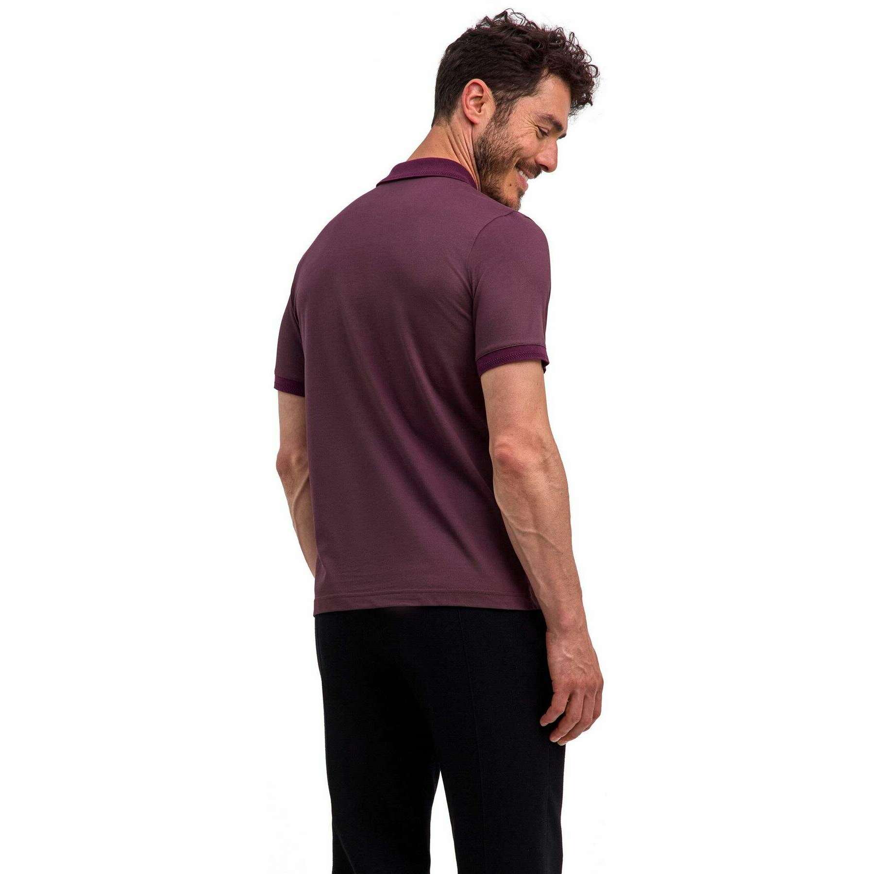 Falke Pima Piqu  Detail Polo Shirt - Burgundy - Image 3