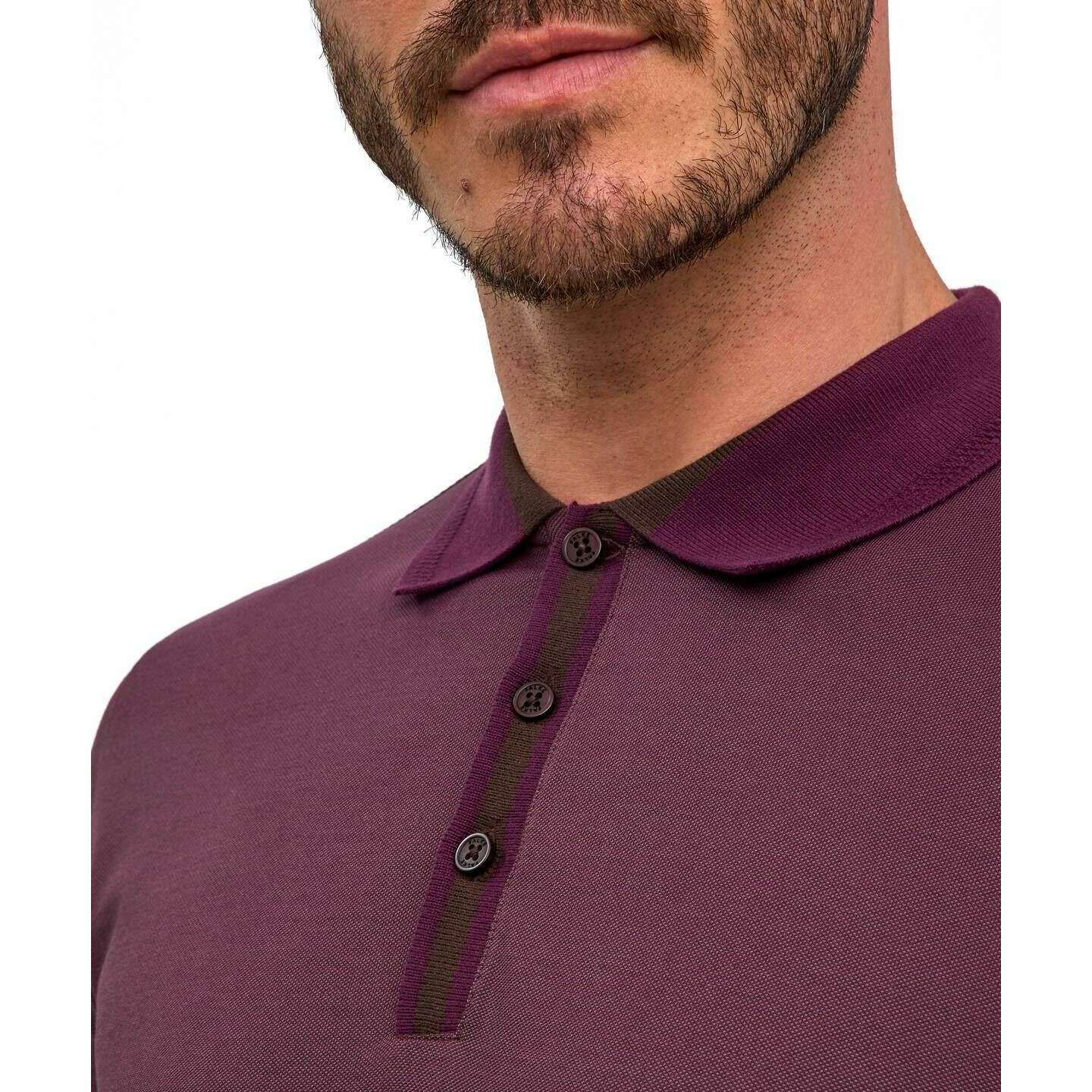 Falke Pima Piqu  Detail Polo Shirt - Burgundy - Image 4