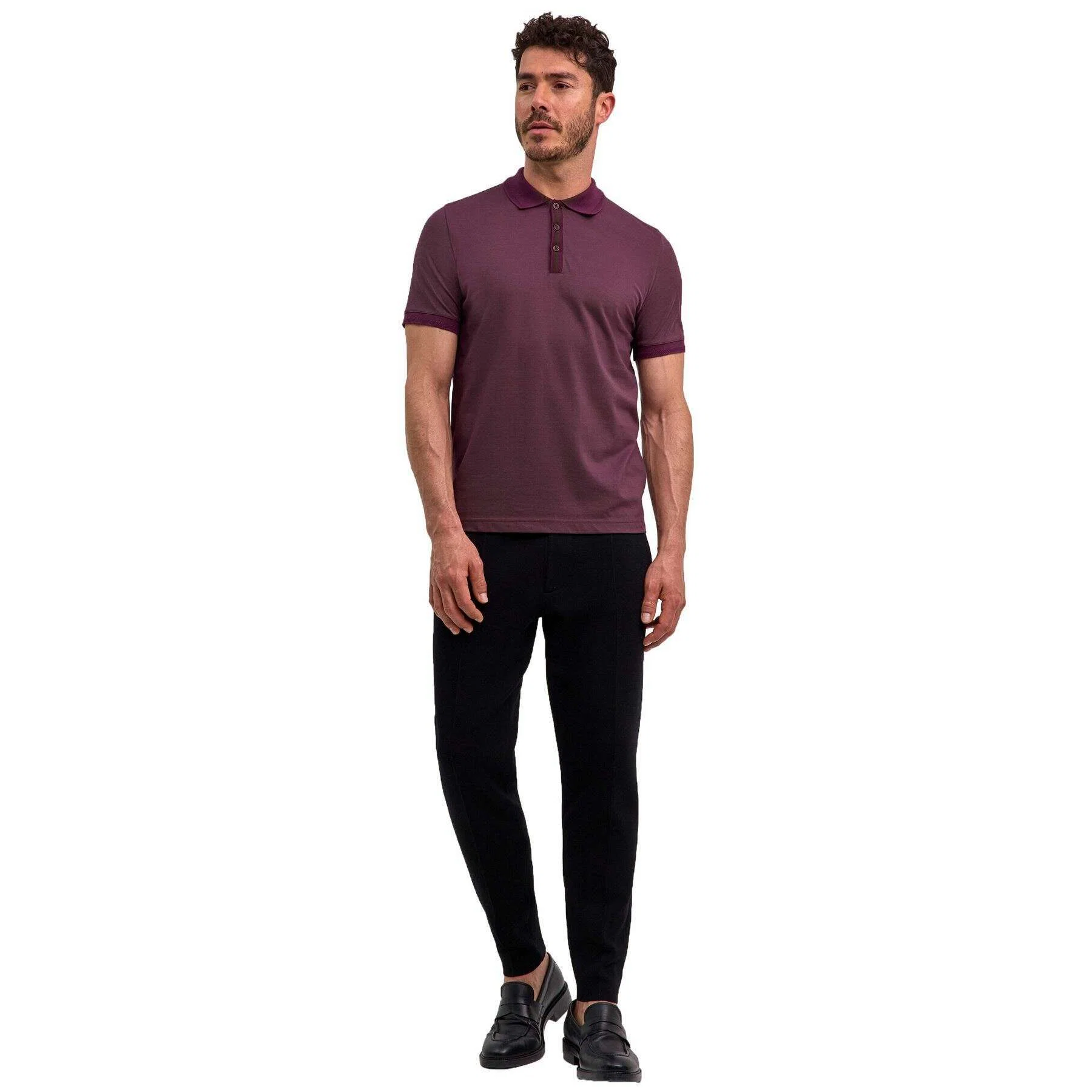Falke Pima Piqu  Detail Polo Shirt - Burgundy - Image 6