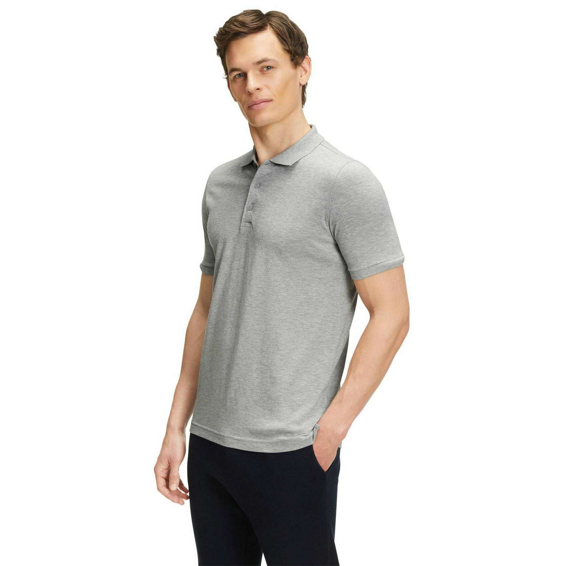 Falke Pima Piqu  Polo Shirt - Light Grey - Image 2