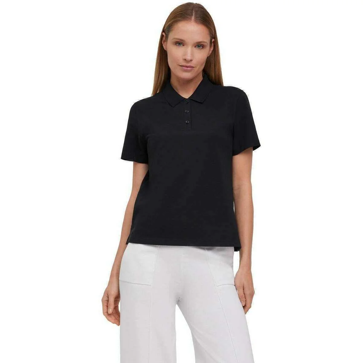 Falke Pima Pique Boxy Polo Shirt - Black - Image 2