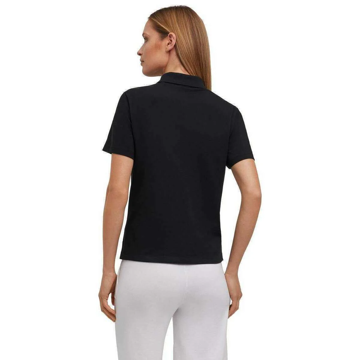 Falke Pima Pique Boxy Polo Shirt - Black - Image 3