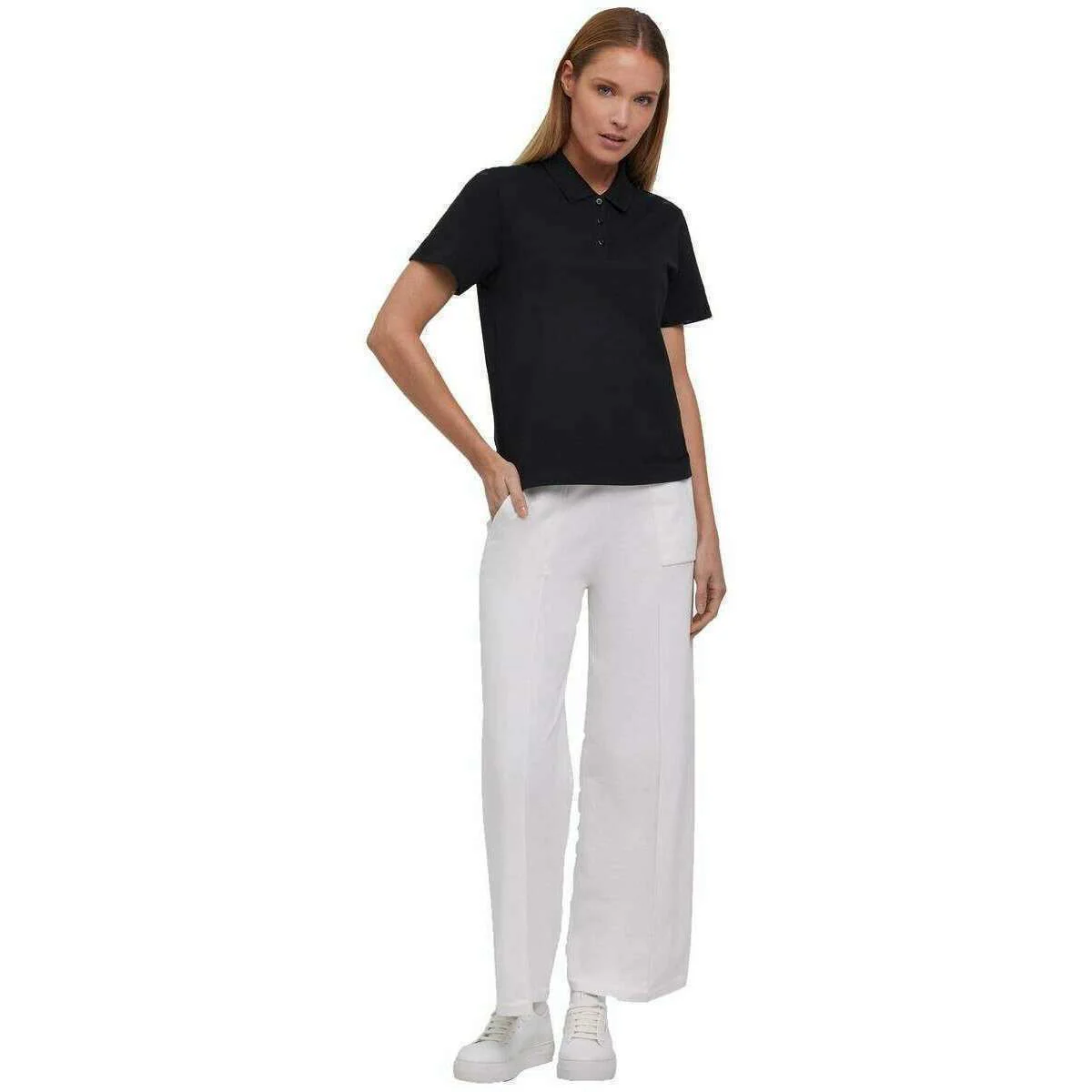 Falke Pima Pique Boxy Polo Shirt - Black - Image 6