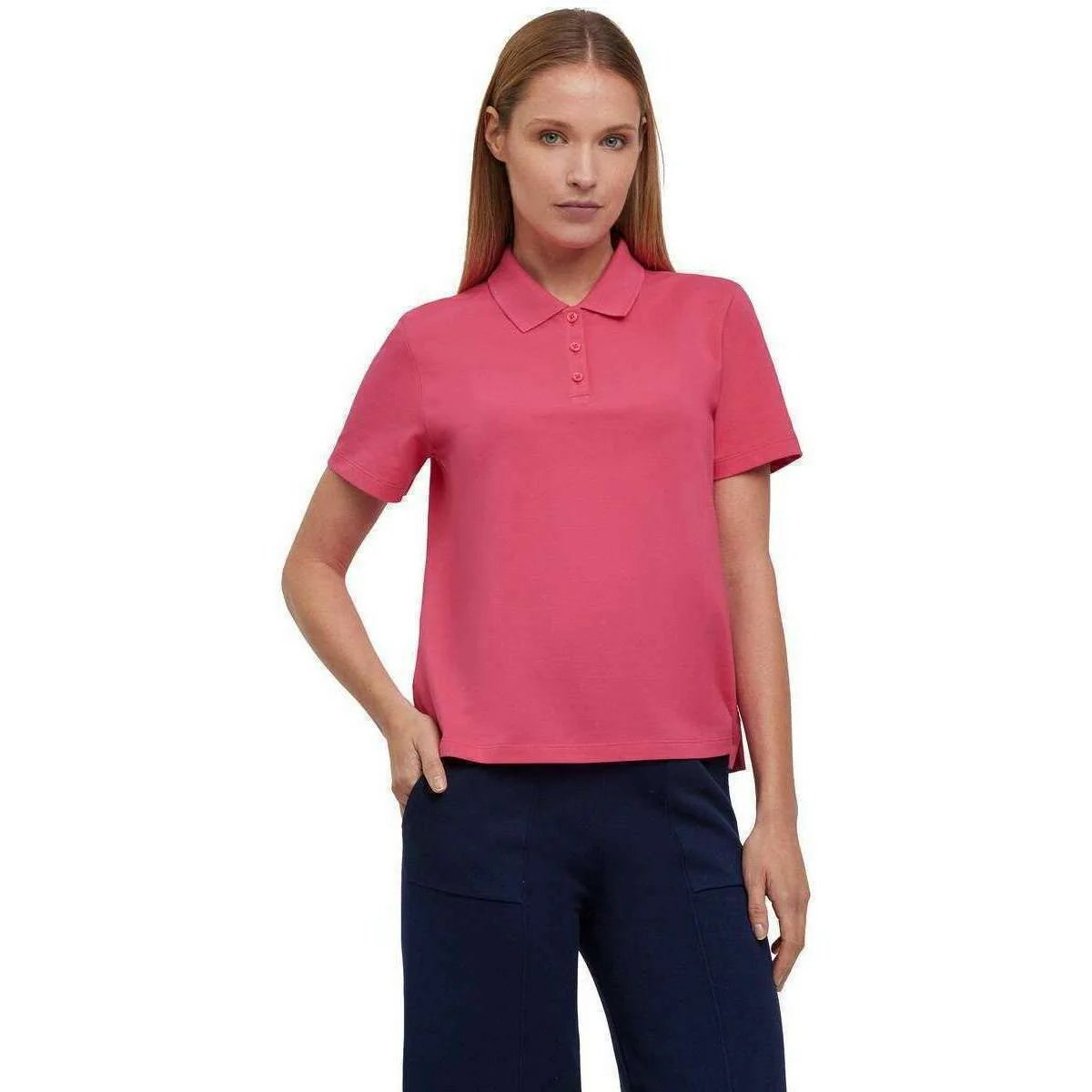Falke Pima Pique Boxy Polo Shirt  - Fuchsia Pink - Image 2
