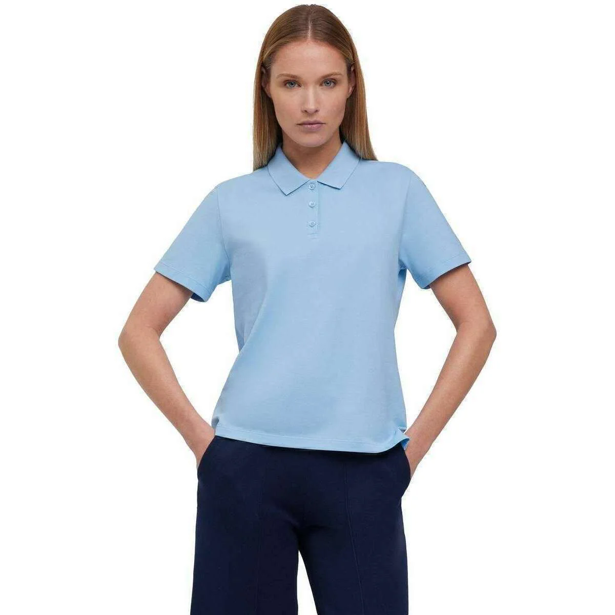 Falke Pima Pique Boxy Polo Shirt - Sky Blue - Image 2