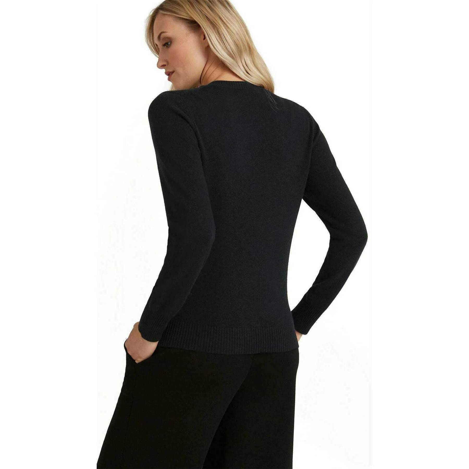 Falke Pure Cashmere Crew Neck Sweater - Black - Image 3