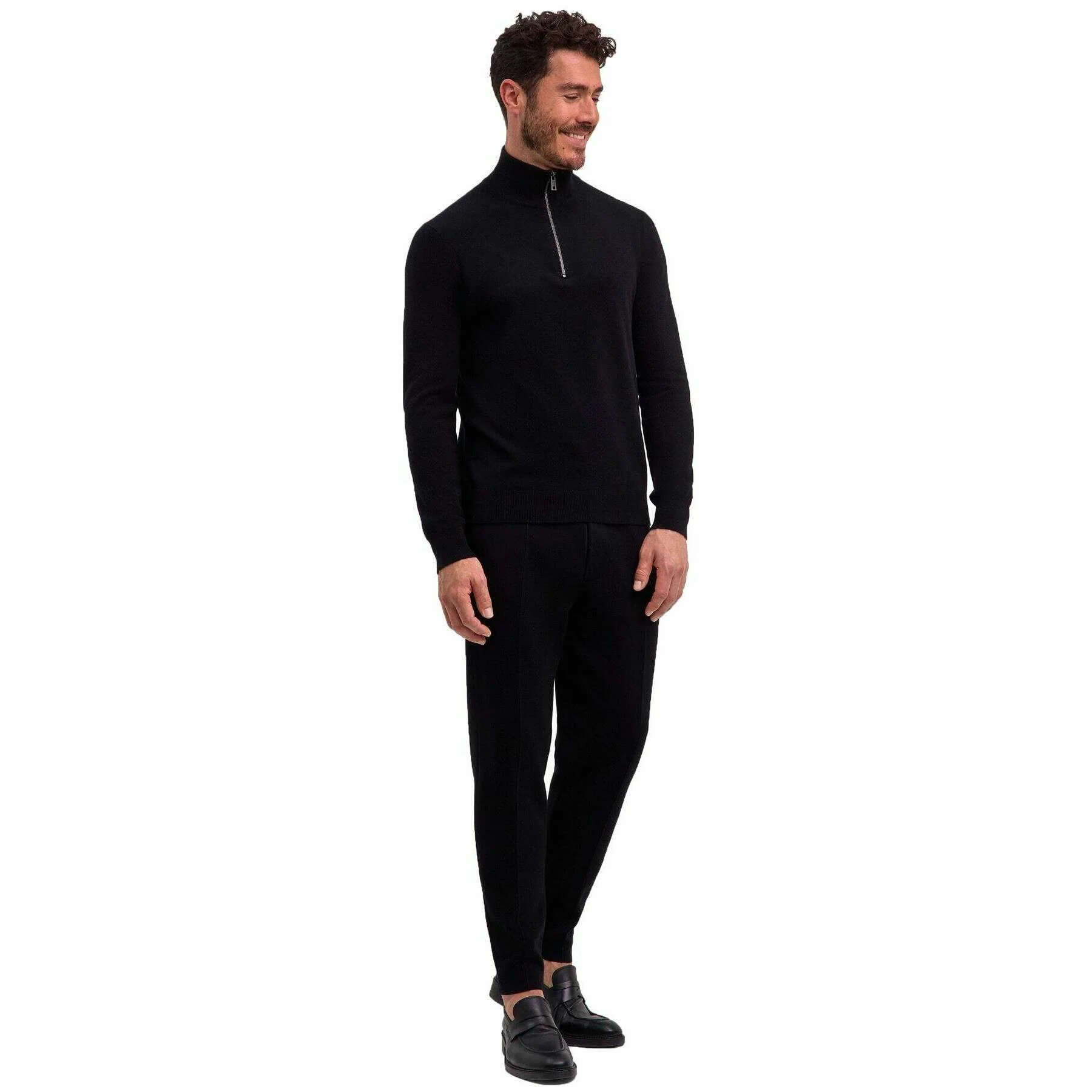 Falke Pure Cashmere Half-Zip Sweater - Black - Image 6