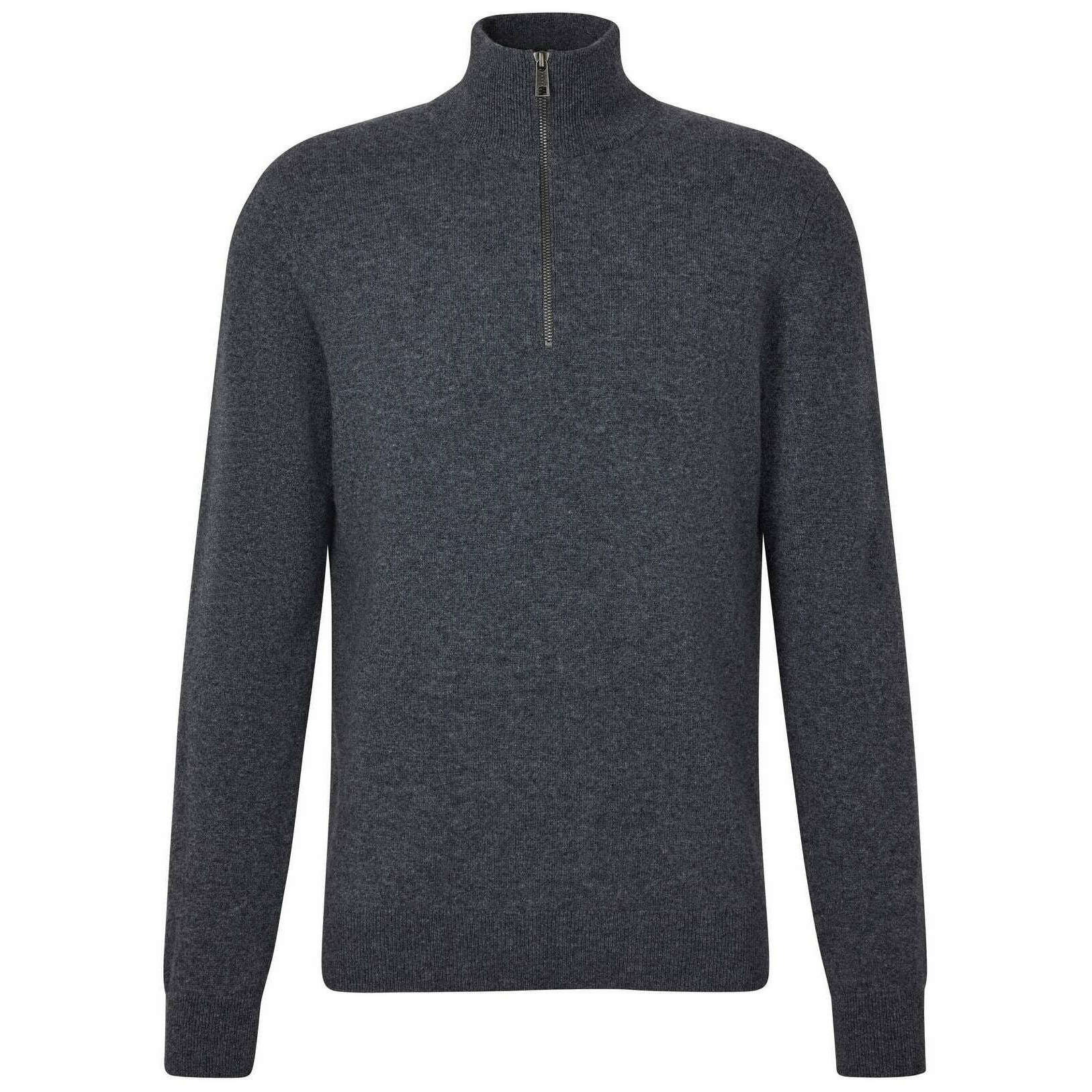 Falke Pure Cashmere Half-Zip Sweater - Dark Grey Heather