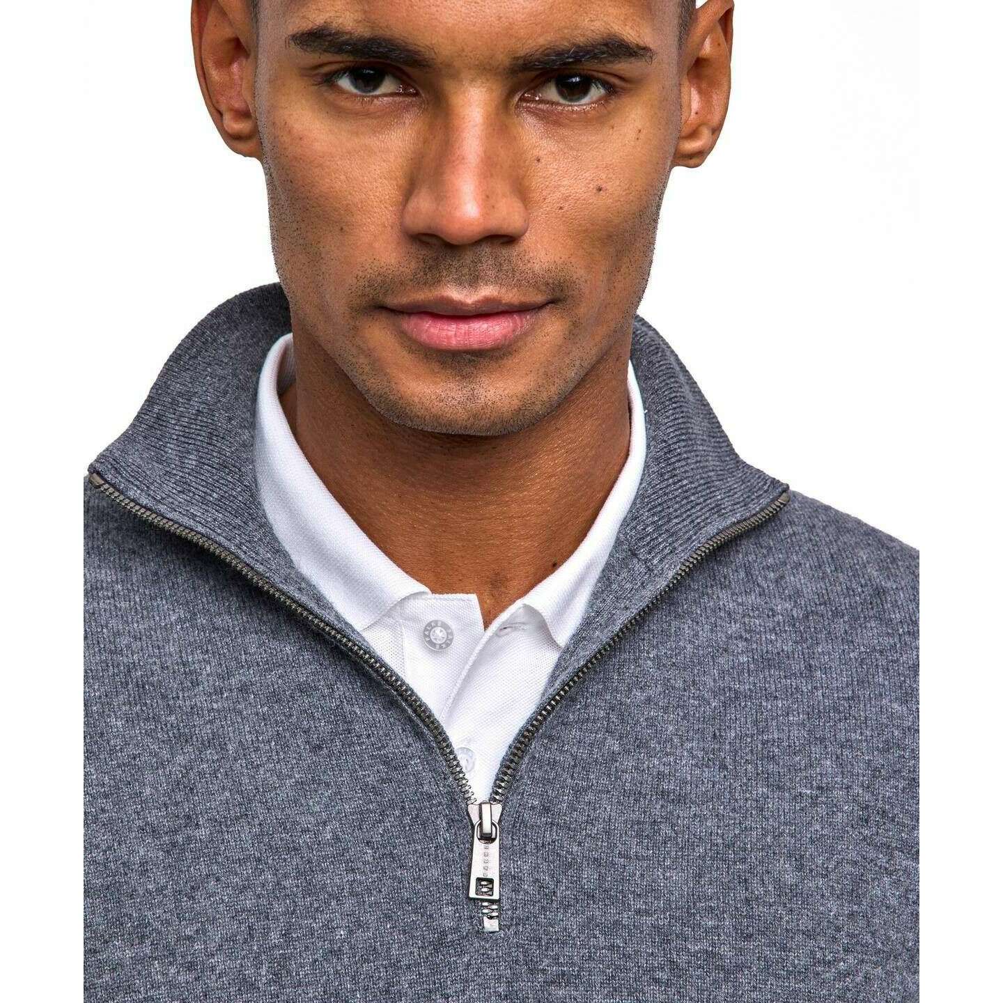 Falke Pure Cashmere Half-Zip Sweater - Dark Grey Heather - Image 4