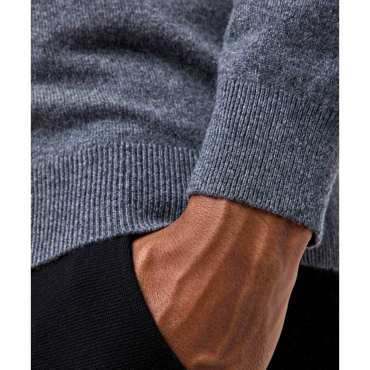 Falke Pure Cashmere Half-Zip Sweater - Dark Grey Heather - Image 5