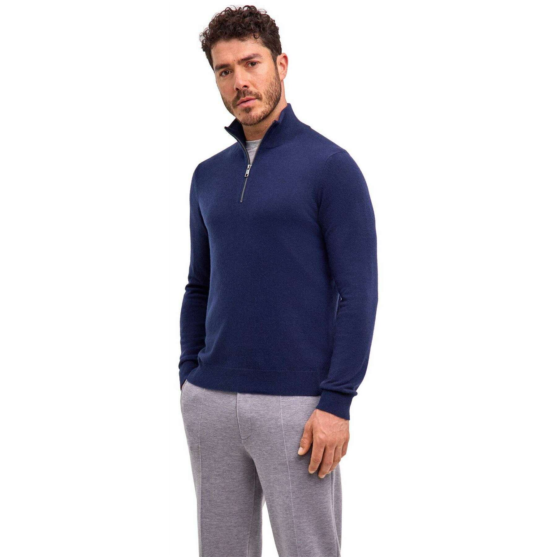 Falke Pure Cashmere Half-Zip Sweater - Space Blue - Image 2