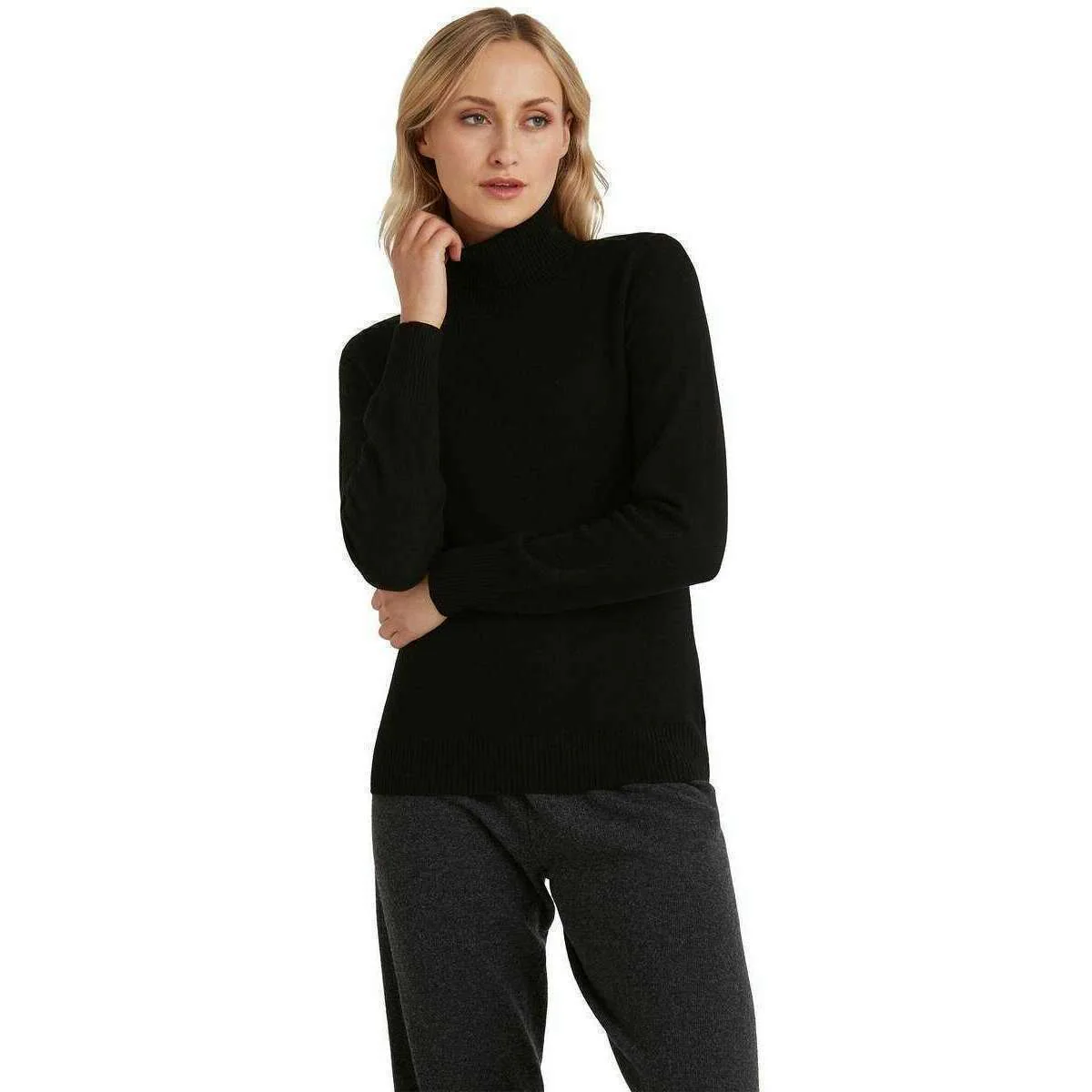 Falke Pure Cashmere Roll Neck Sweater - Black - Image 2